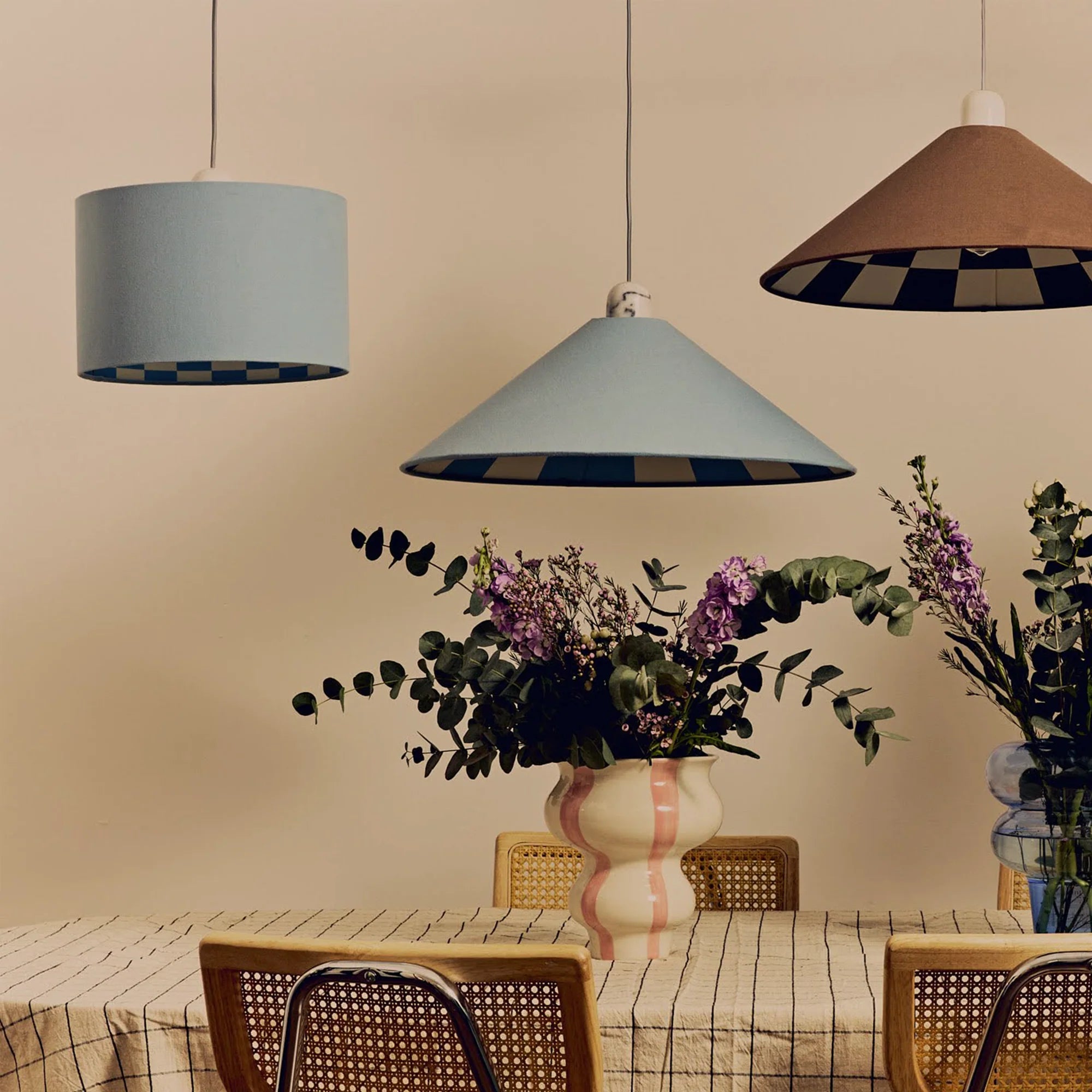 houseof. Checkered Drum Shade  - Damson