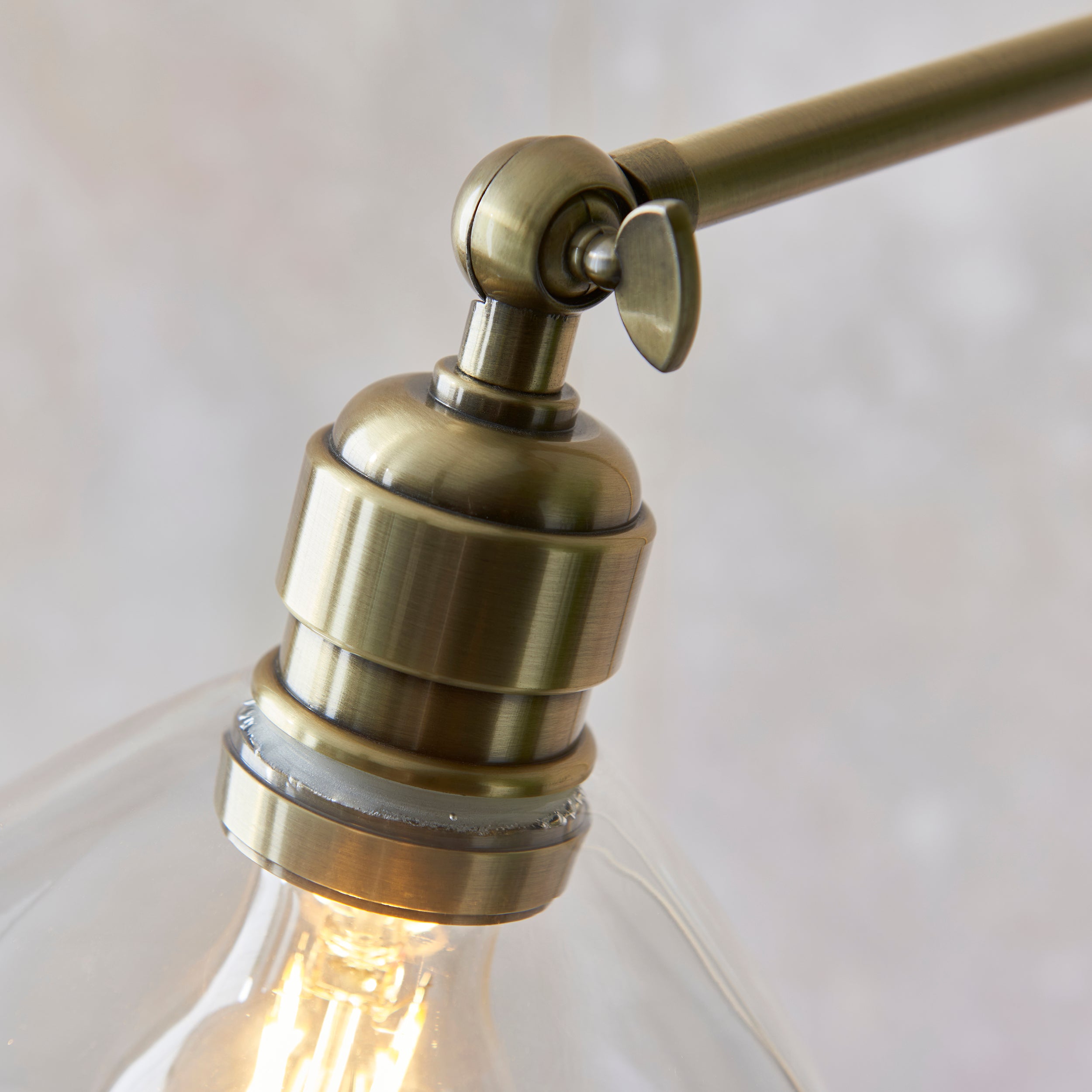 Utopia Diner Single Floor Lamp - Antique Brass & Clear Glass