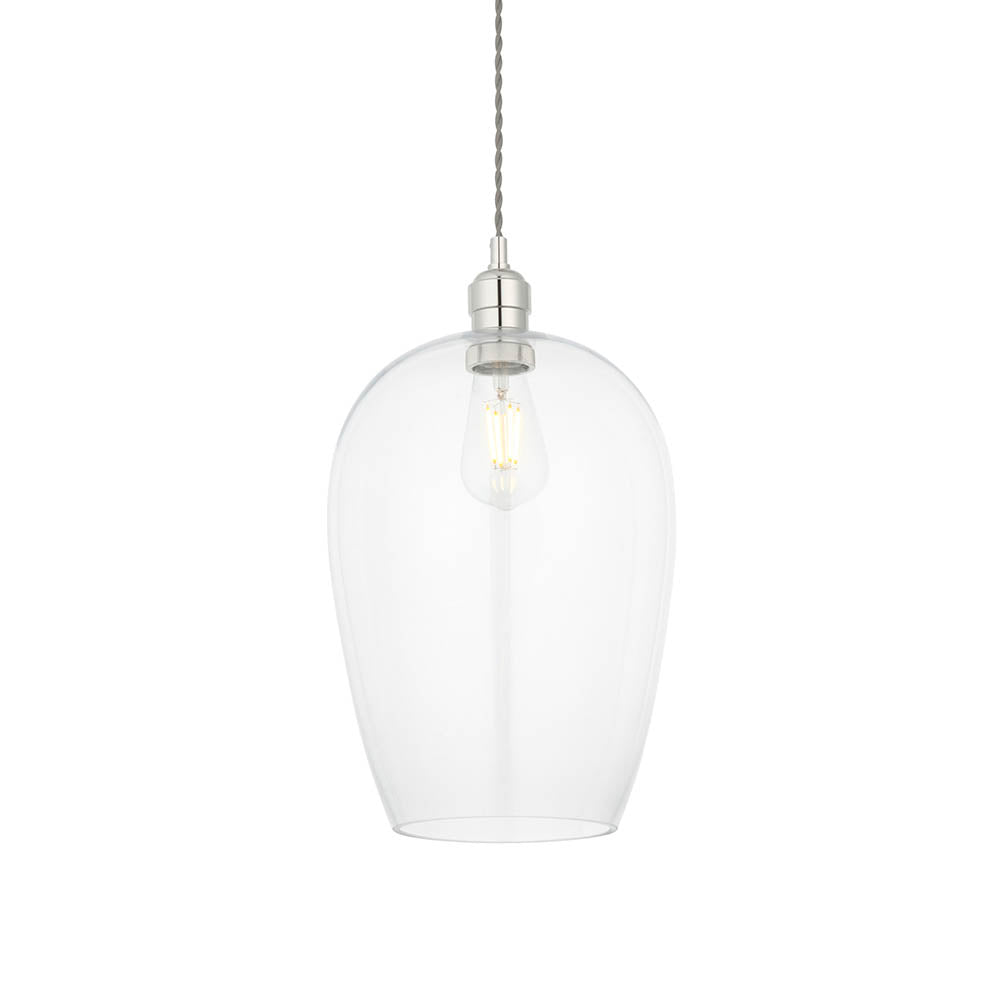 Utopia Walton Large Ceiling Pendant - Bright Nickel & Clear Glass