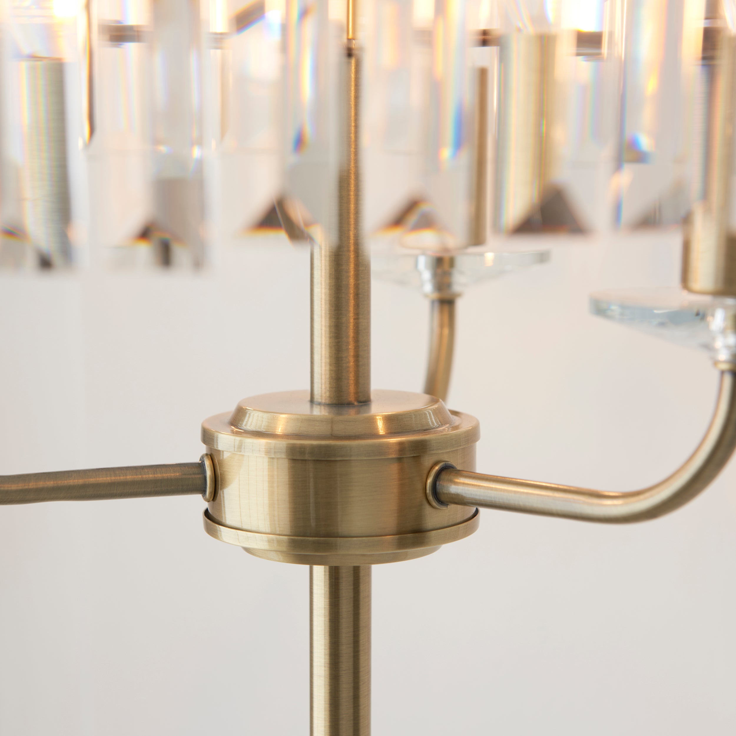 Utopia Martini 3 Light Floor Lamp - Antique Brass & Clear Cut Glass