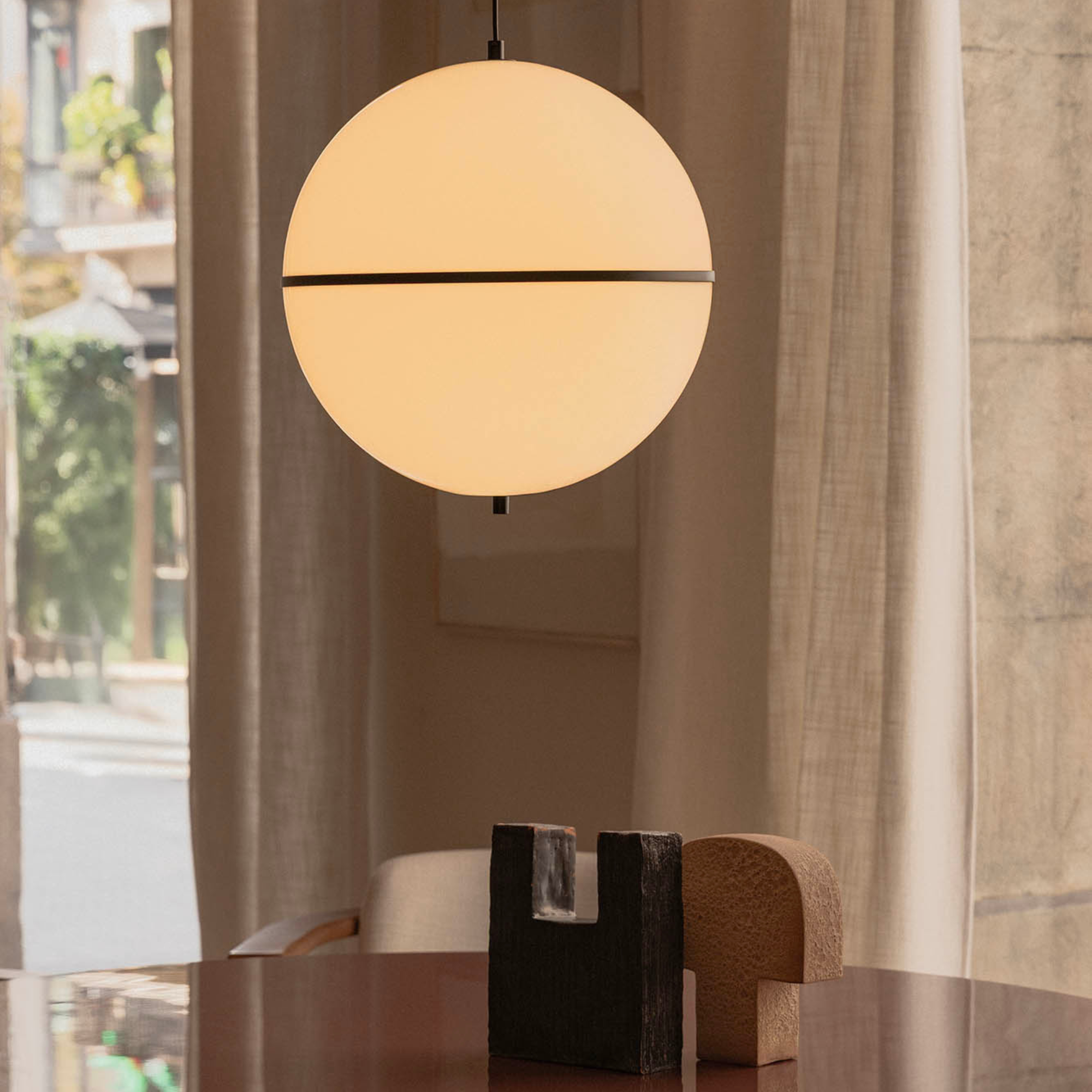 Faro DOME Medium Ceiling Pendant Lamp - Satin Black & Gloss White