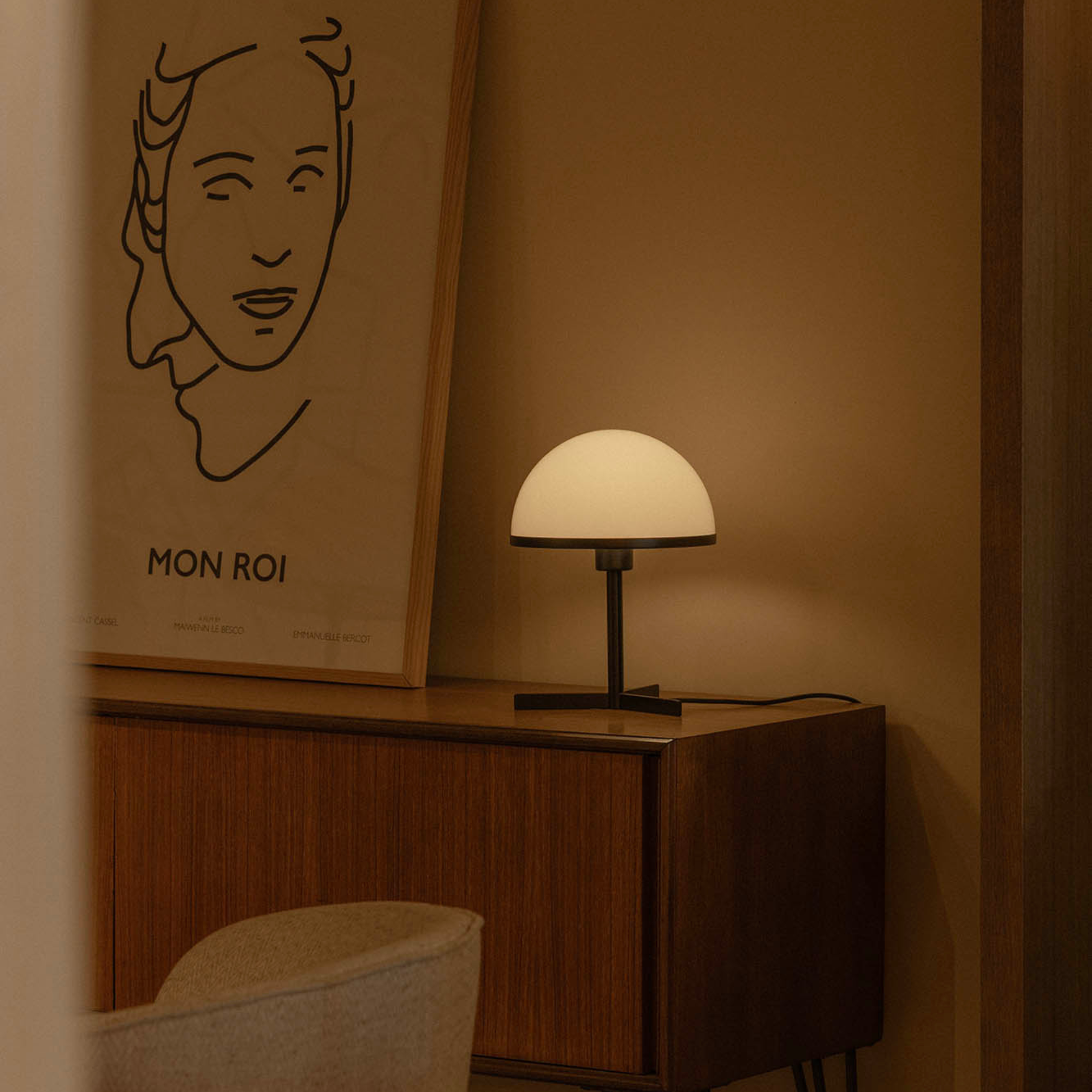 Faro DOME Small Table Lamp - Satin Black & Gloss White