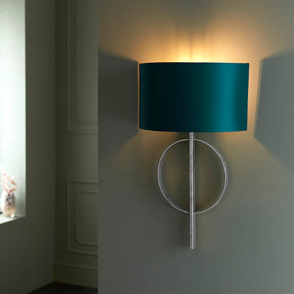 Utopia Interlink Wall Light - Antique Silver Leaf With Teal Shade