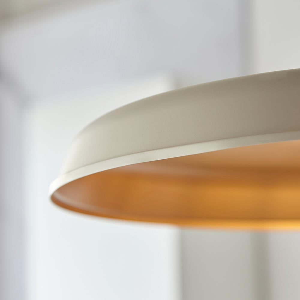 Utopia Vogue Mid Century Single Pendant Light - Matt Warm White & Satin Gold