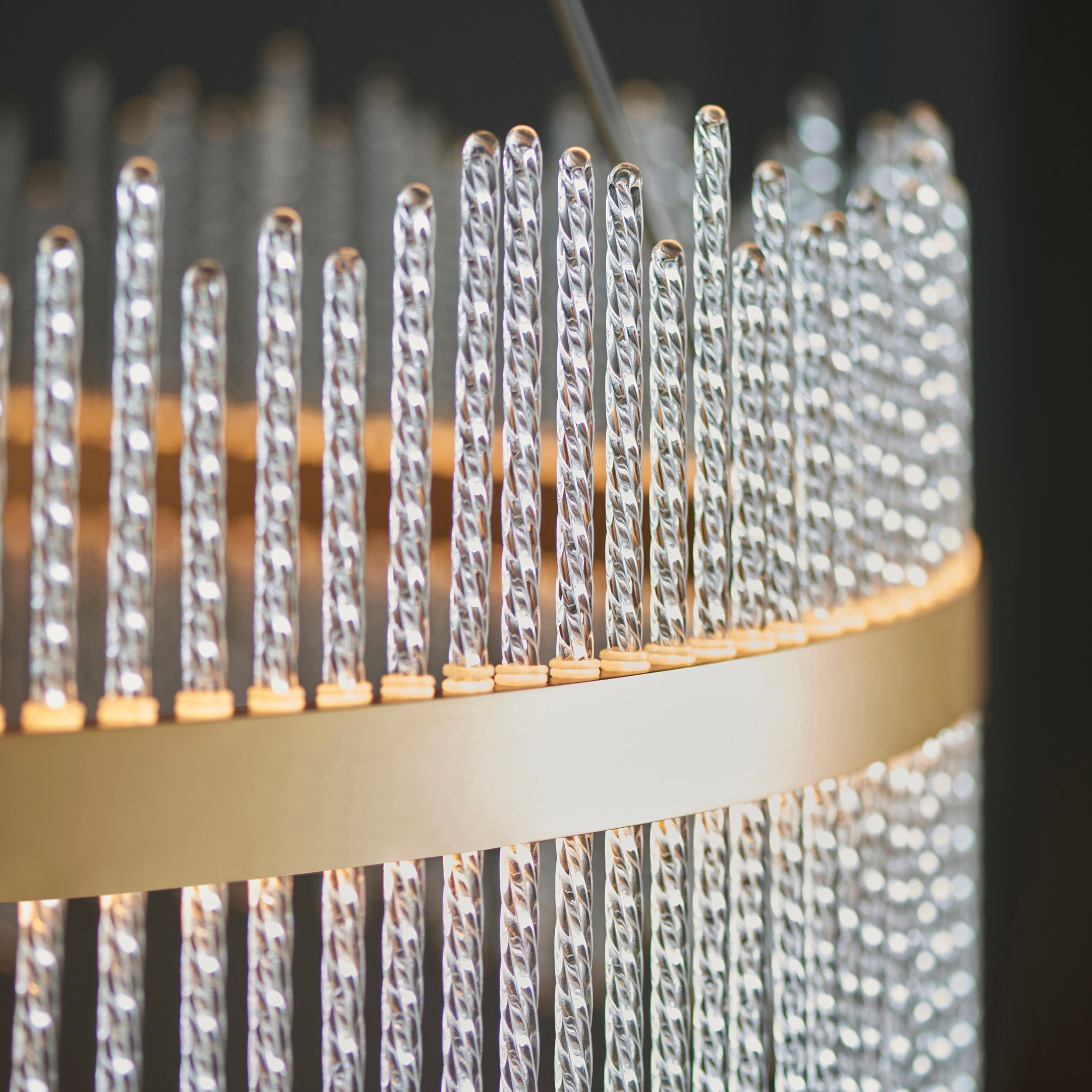 Utopia Twist Grand Pendant - Brushed Gold Plate & Clear Glass - 89cm Diameter