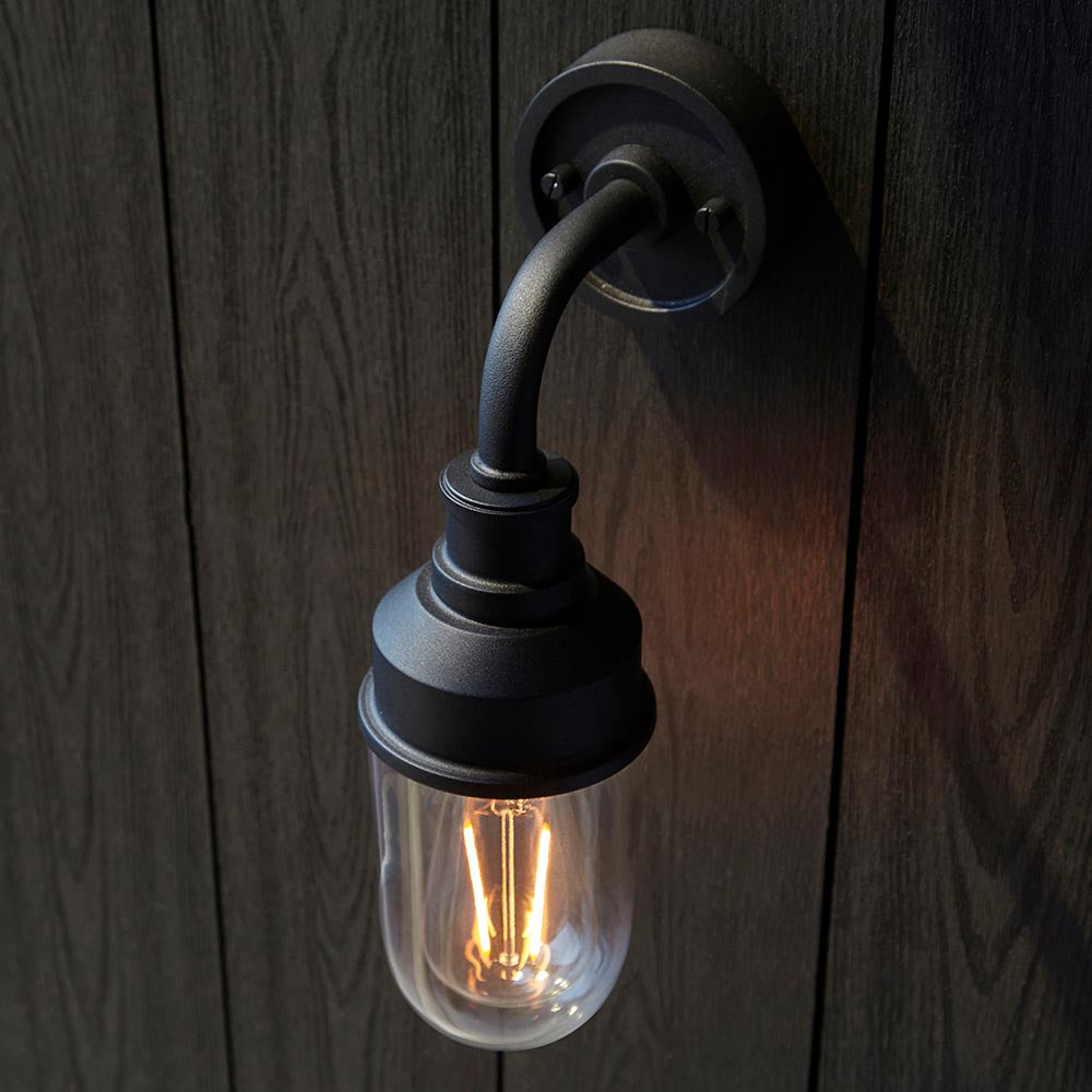 Utopia View Single Wall Light - Textured Black & Clear Glass