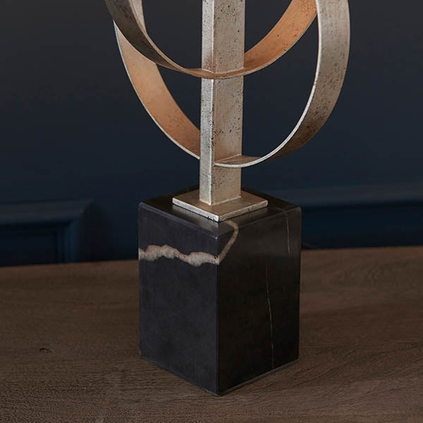 Utopia Interlink Table Lamp - Antique Silver Leaf With Mink Shade