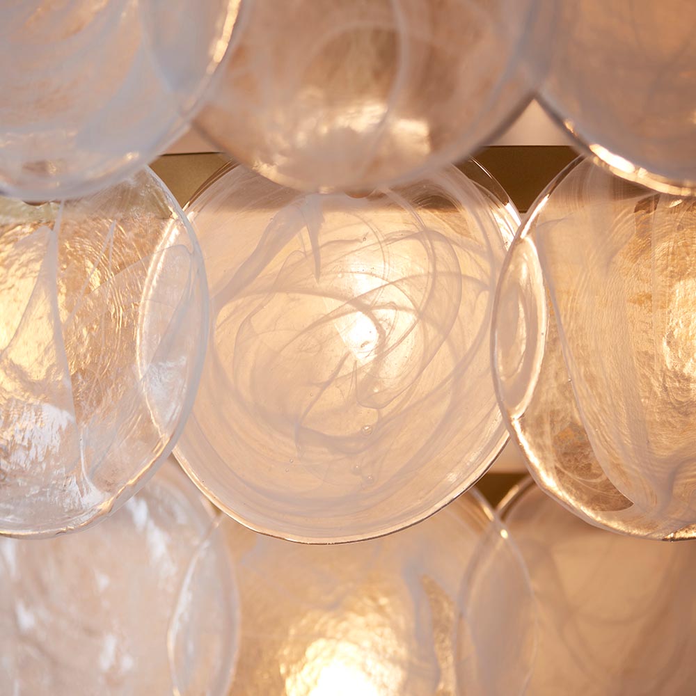 Utopia Scale 9 Light Pendant Chandelier - Antique Gold Paint with White & Clear Glass