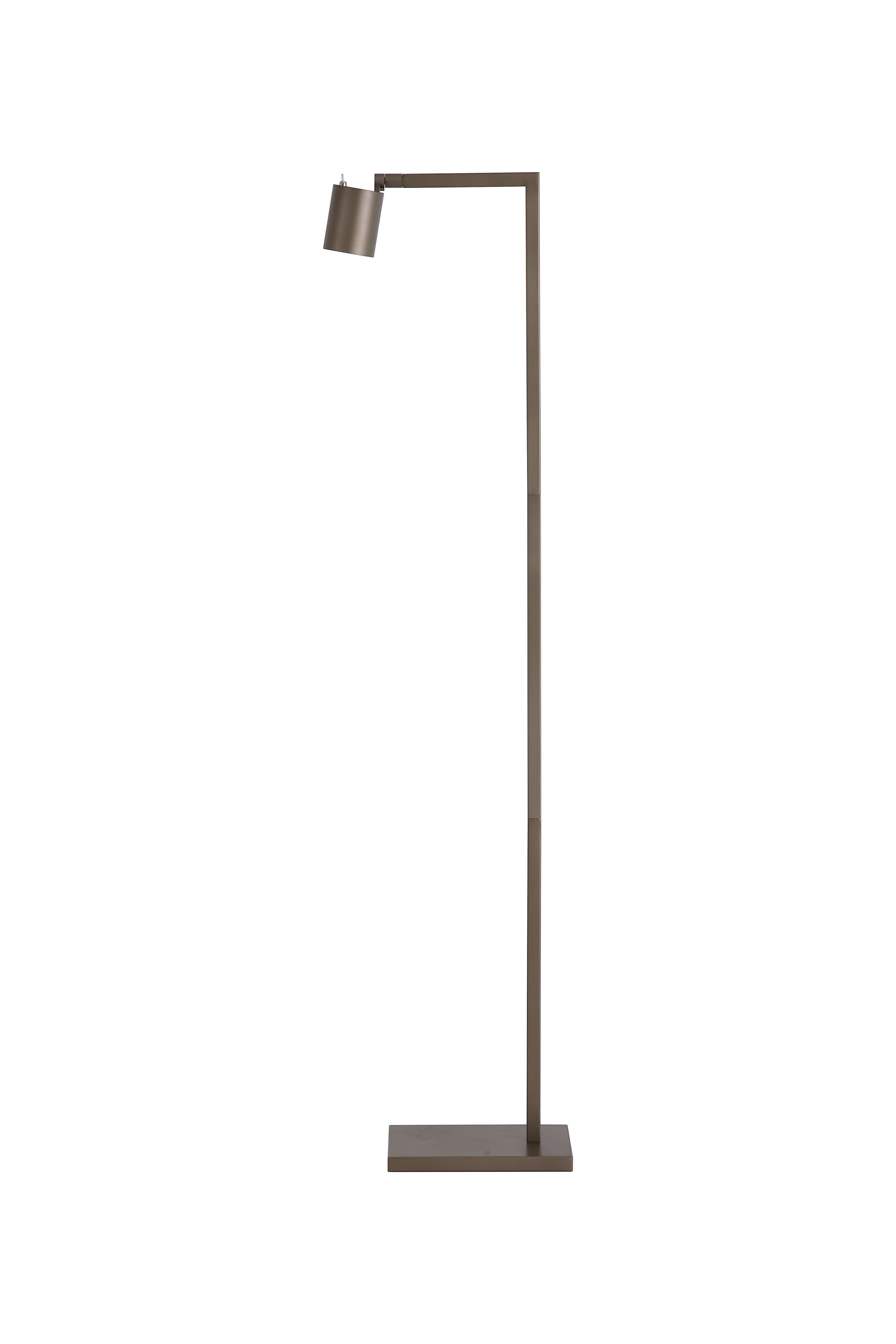 Office floor lamp in a latte metal finish, shown from a second studio angle on a plain white background