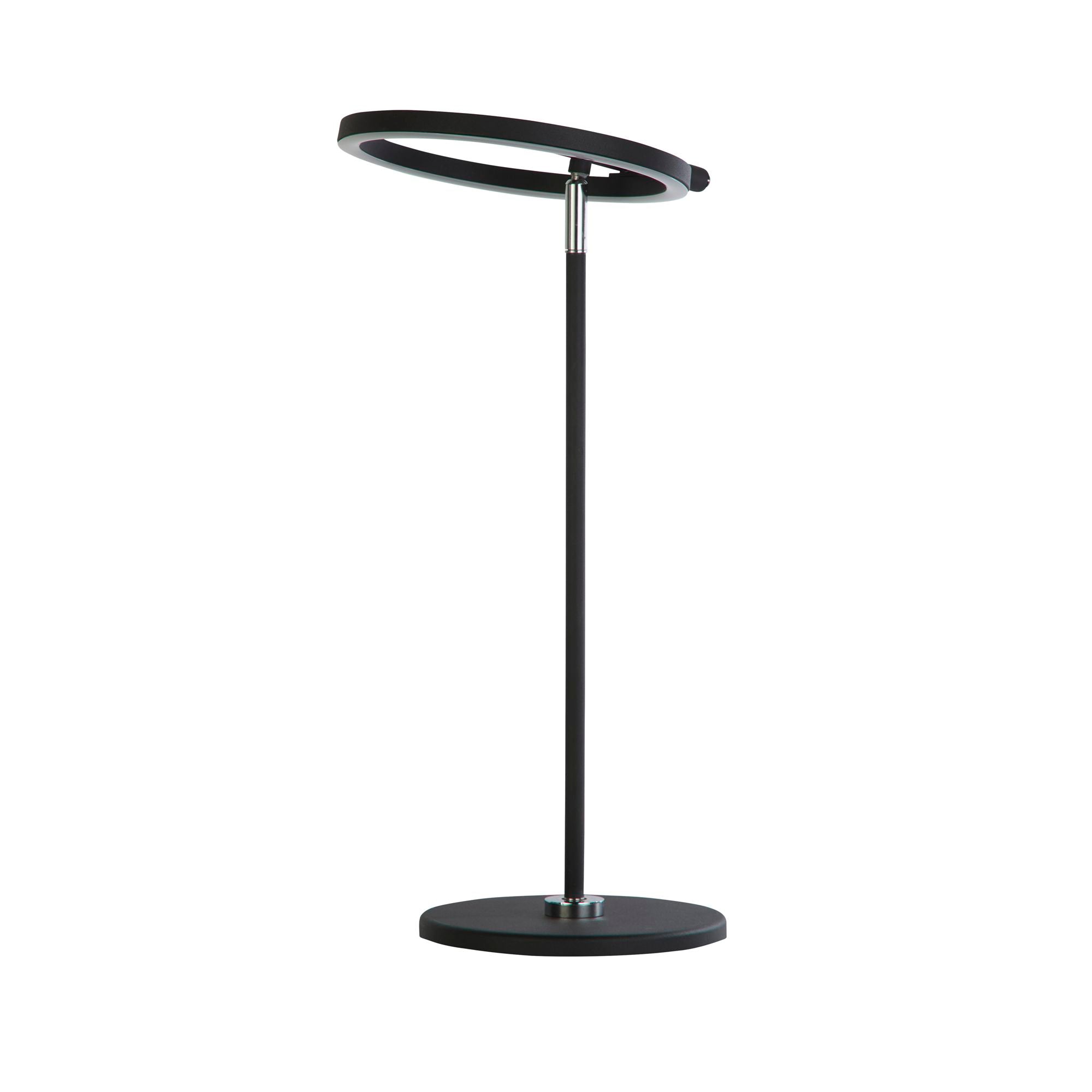 Searchlight Space LED table lamp in black shown from a slightly different angle, studio shot on a white background
