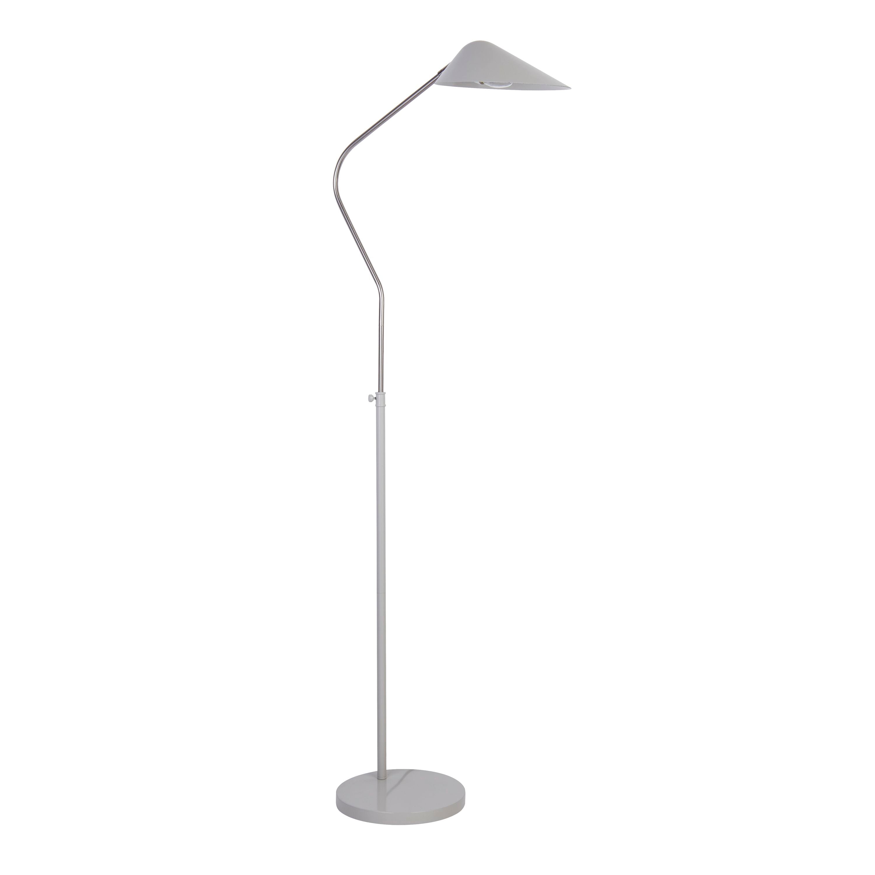 Searchlight Swan Floor Lamp in chrome and white, alternate angle studio shot on a white background