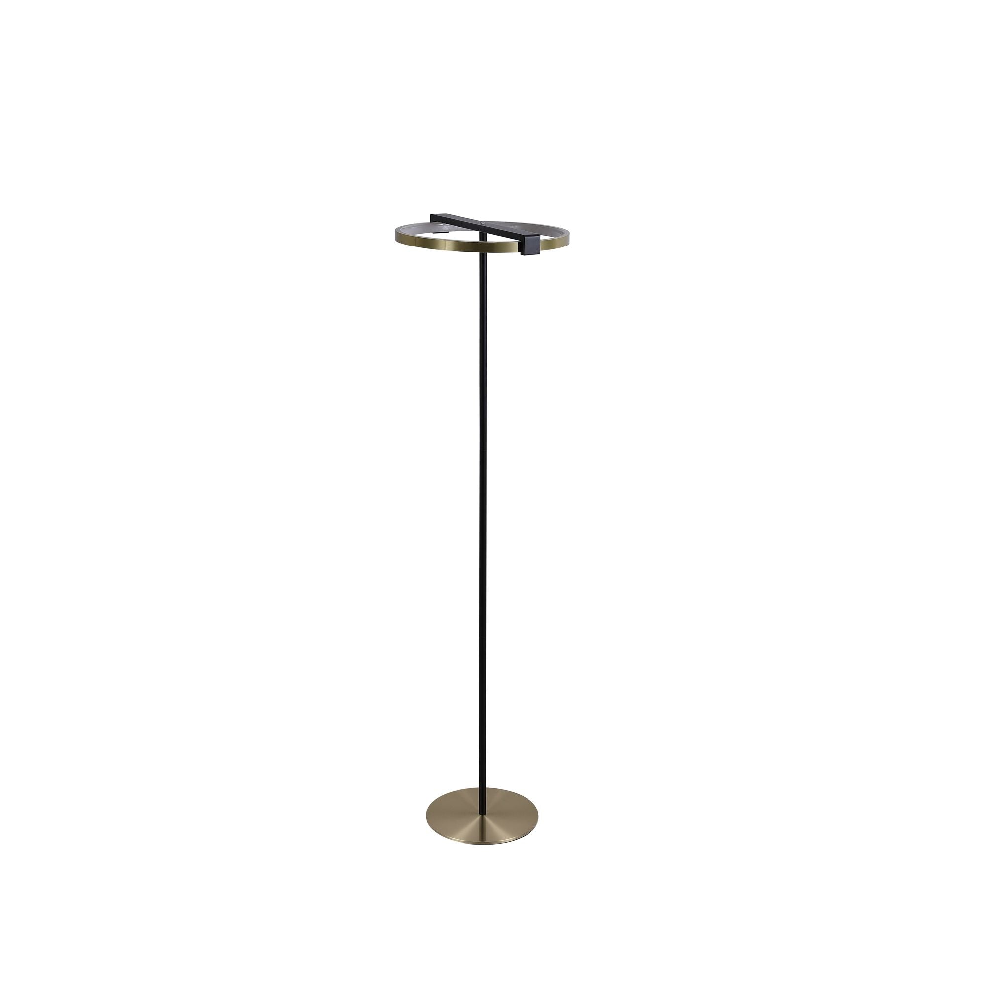 Searchlight Aerial LED Floor Lamp in gold and black, full length studio shot from a slightly different angle