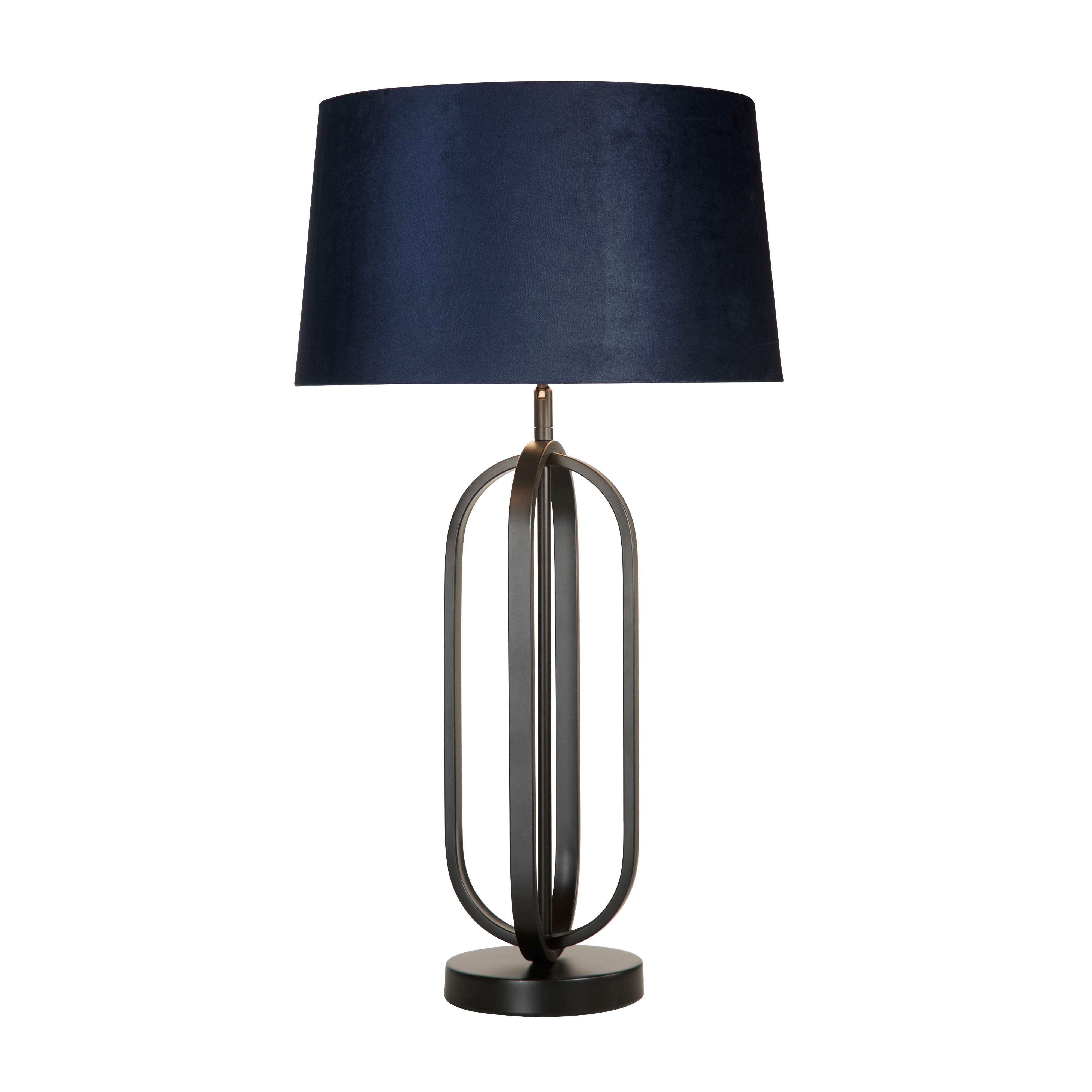 Searchlight Chic Table Lamp - Black with Navy shade