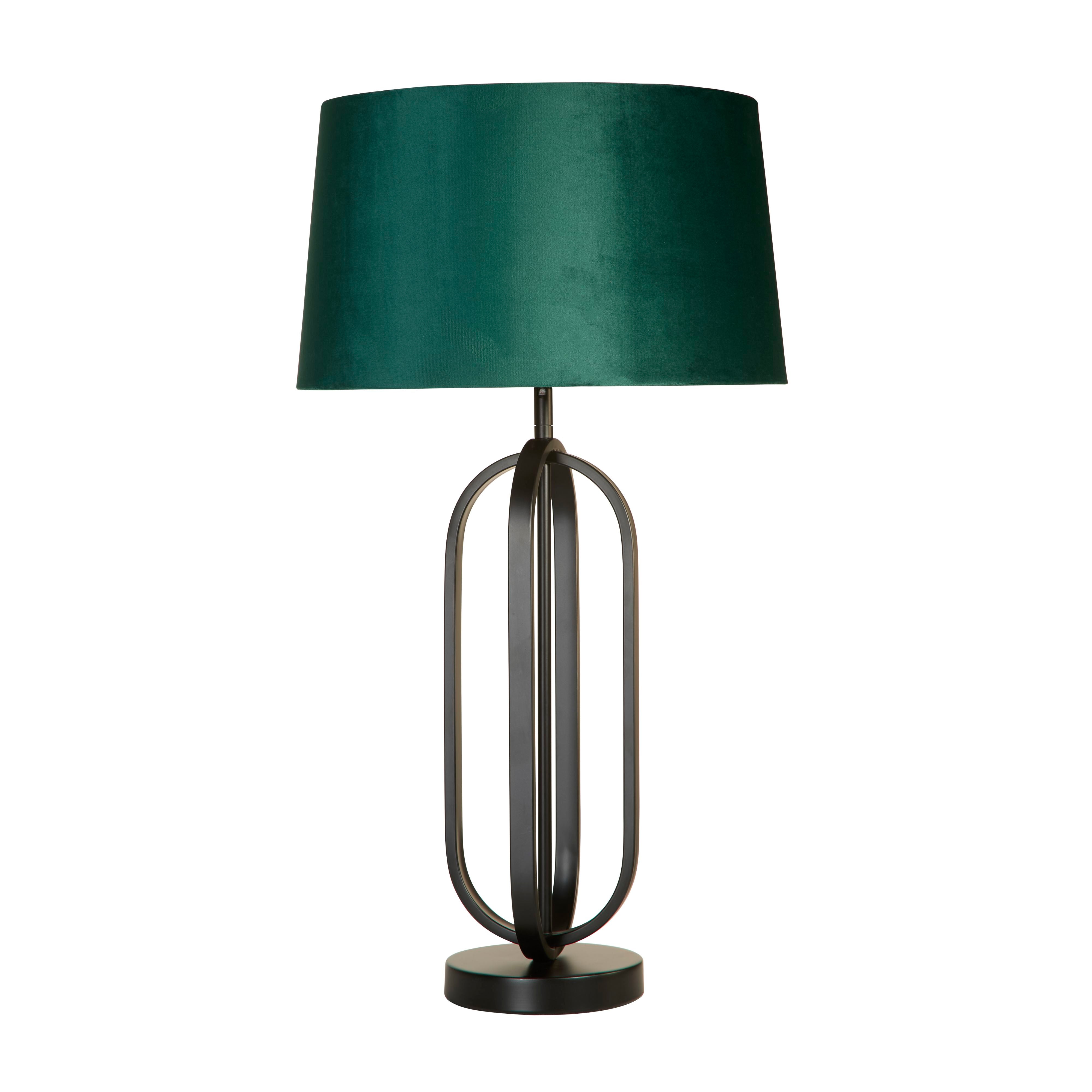 Searchlight Chic Table Lamp - Black with Emerald Shade - view 2