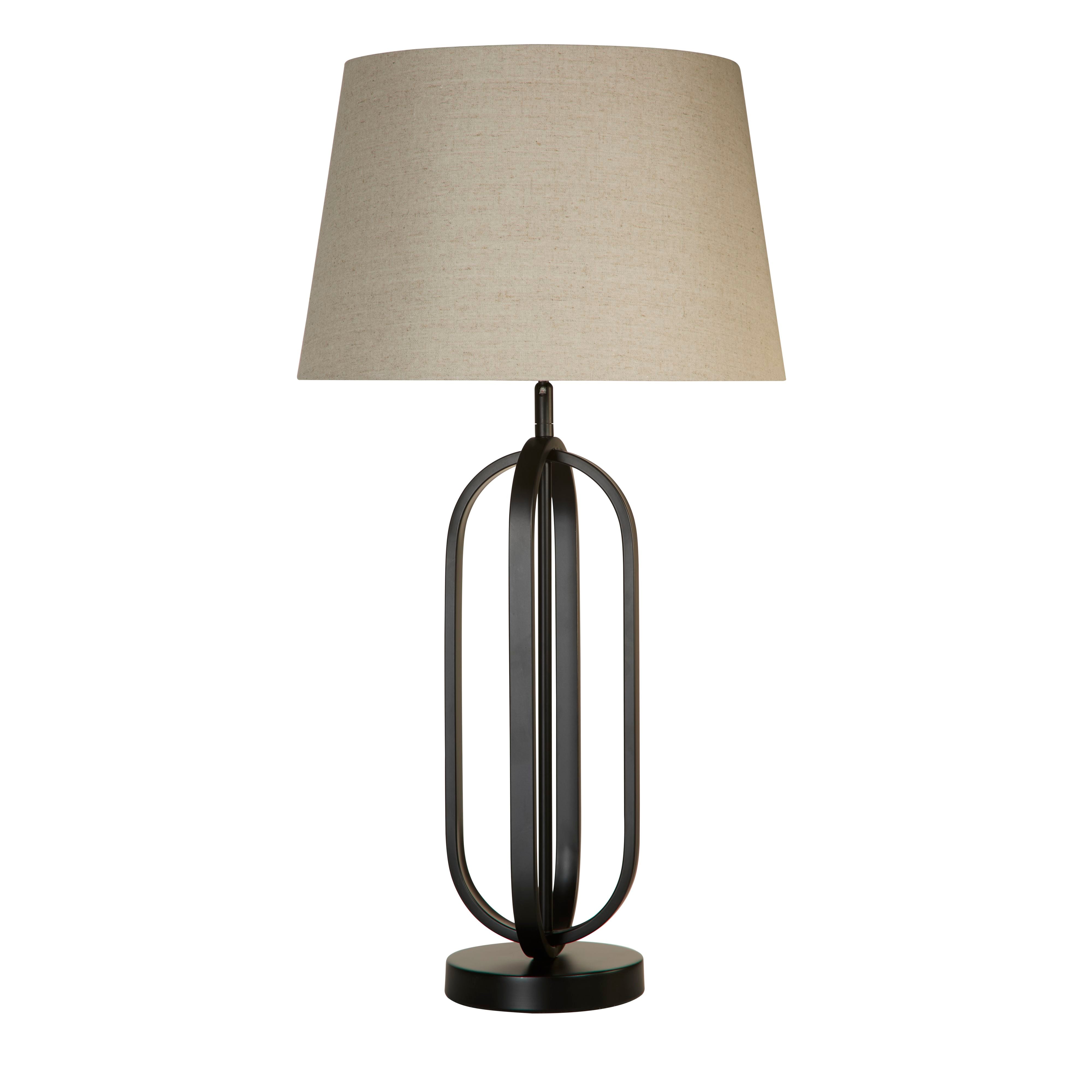 Searchlight Chic Table Lamp - Black with Natural Shade - view 2