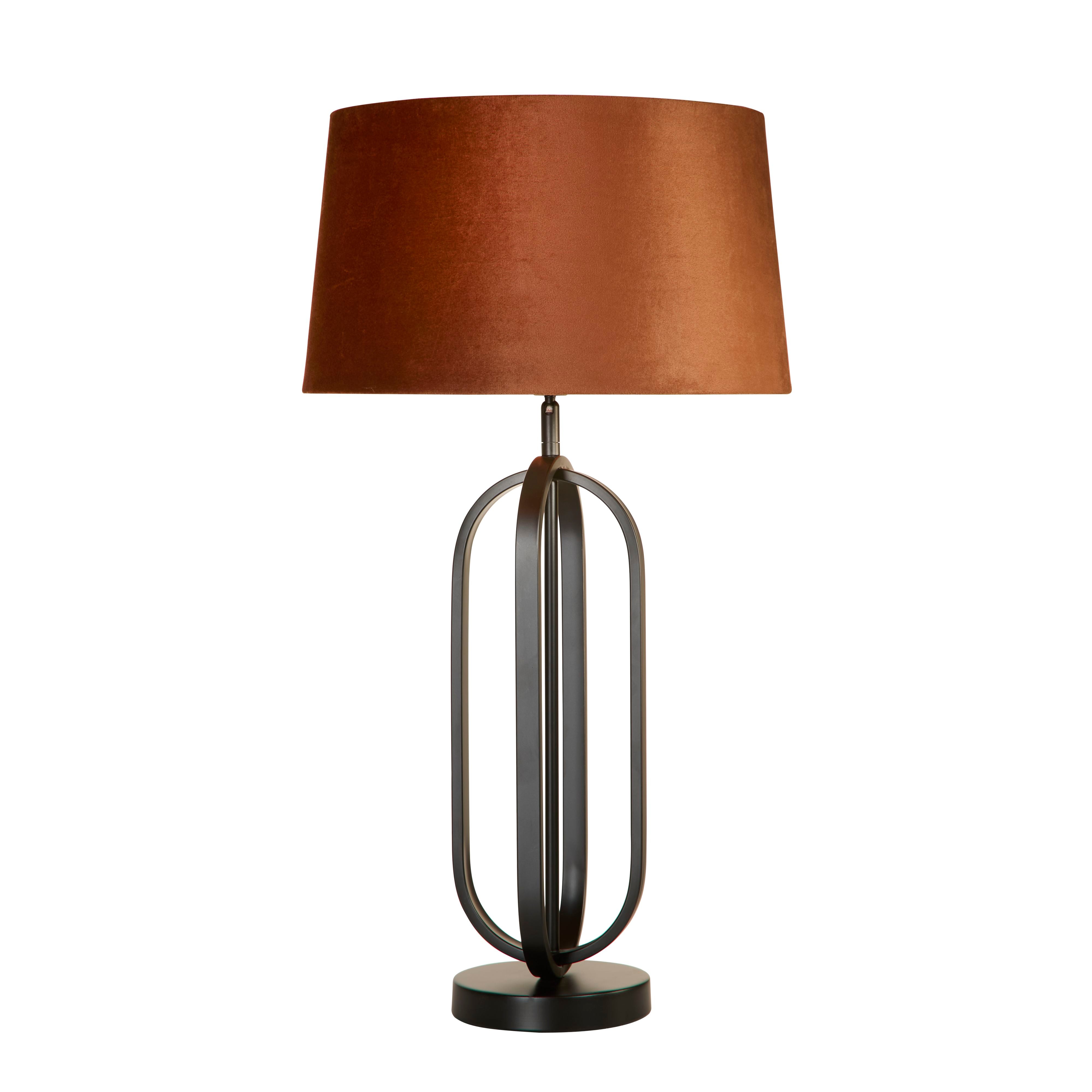 Searchlight Chic Table Lamp - Black with Burnt Orange Shade