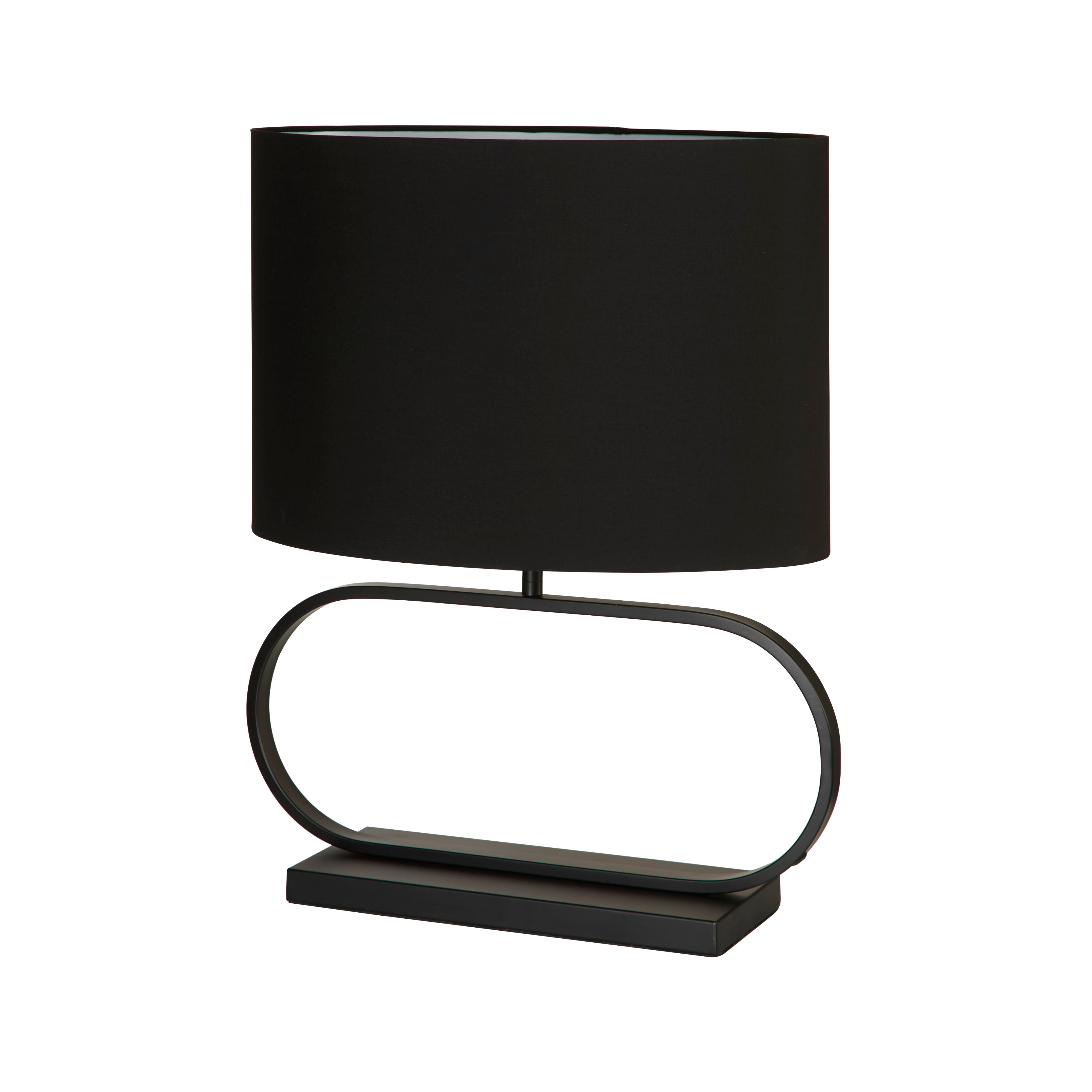 Searchlight Sleek table lamp in black, alternate angle studio shot on a white background.