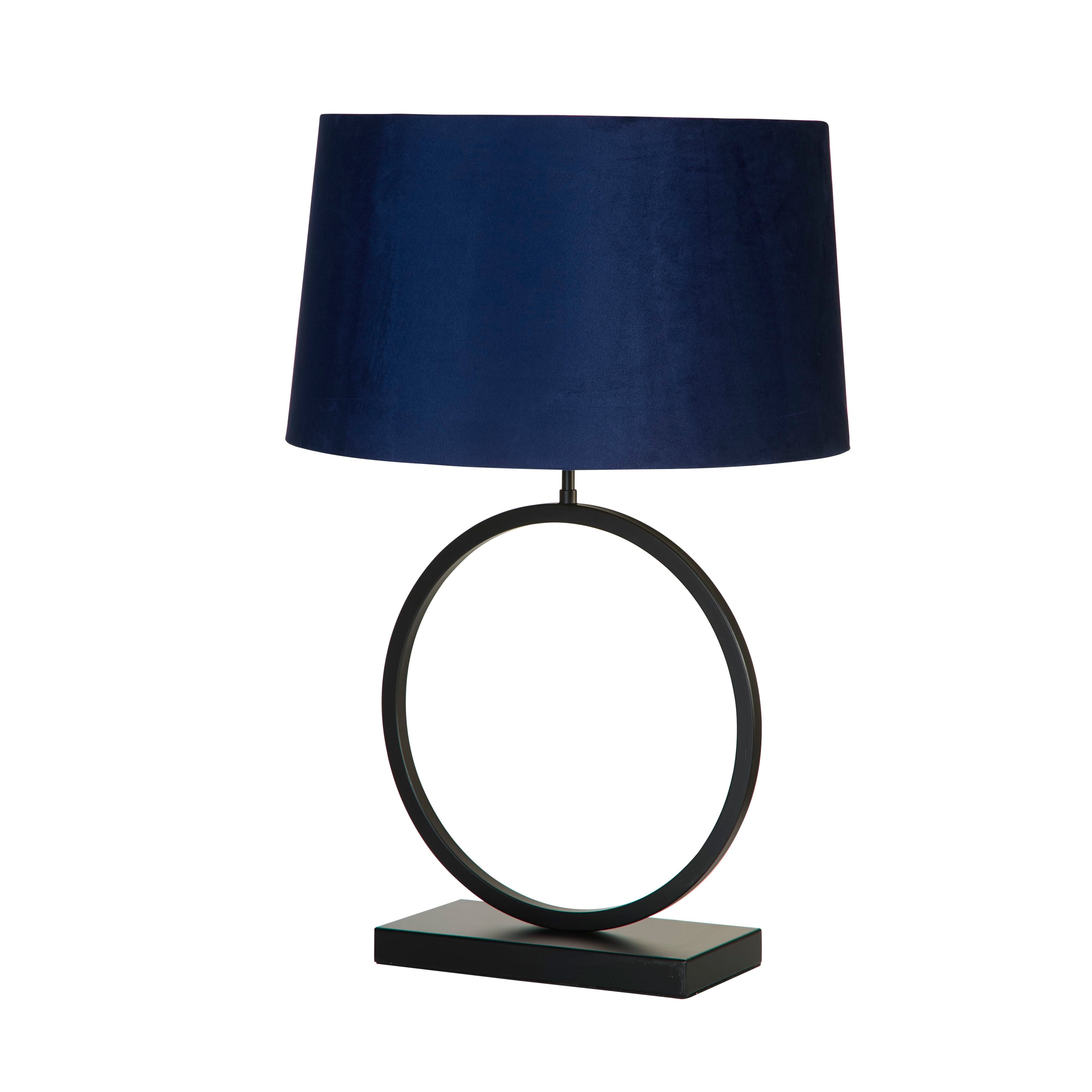 Searchlight Elegant Table Lamp - Matt Black With Navy Shade - view 2