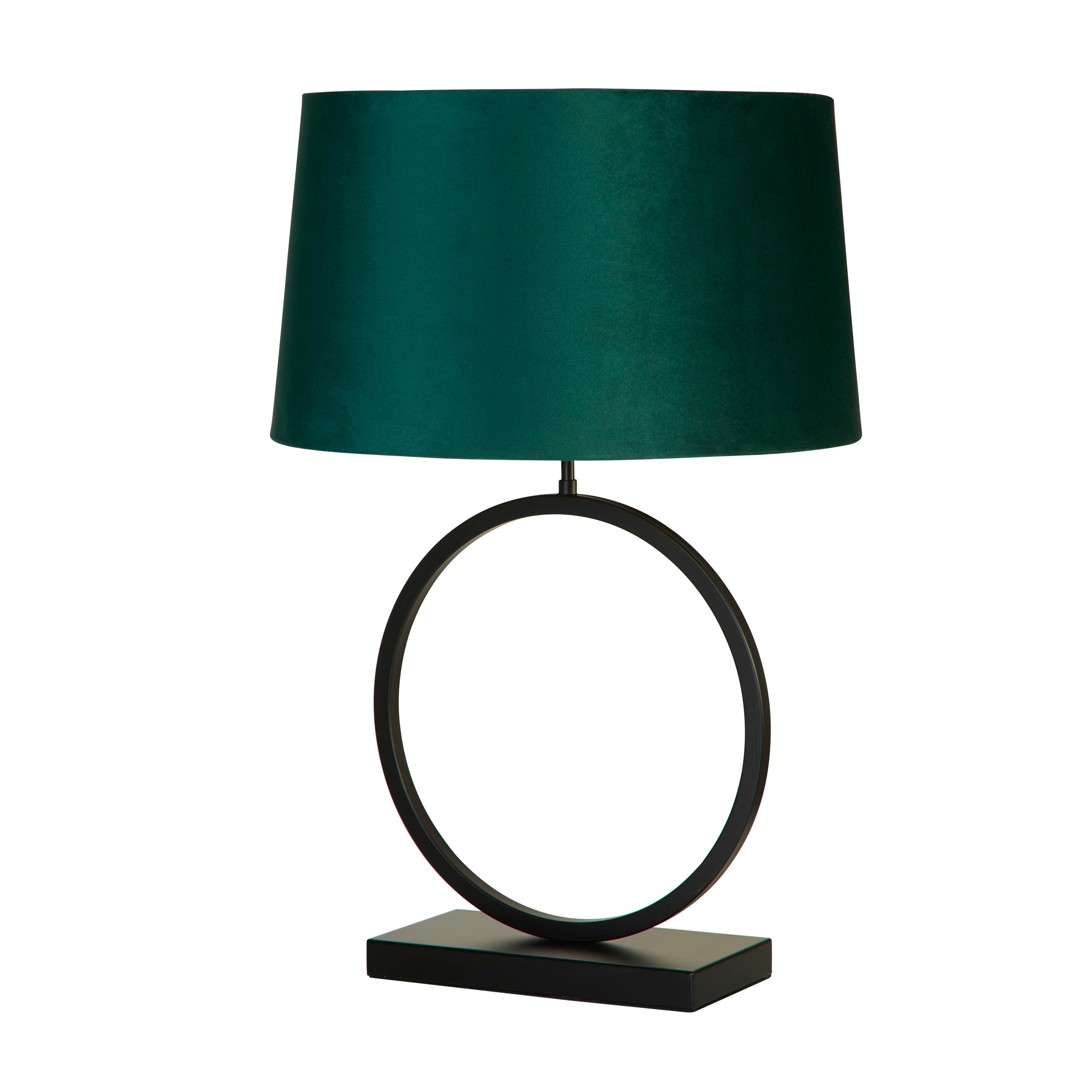 Searchlight Elegant Table Lamp - Matt Black With Emerald Shade - view 2