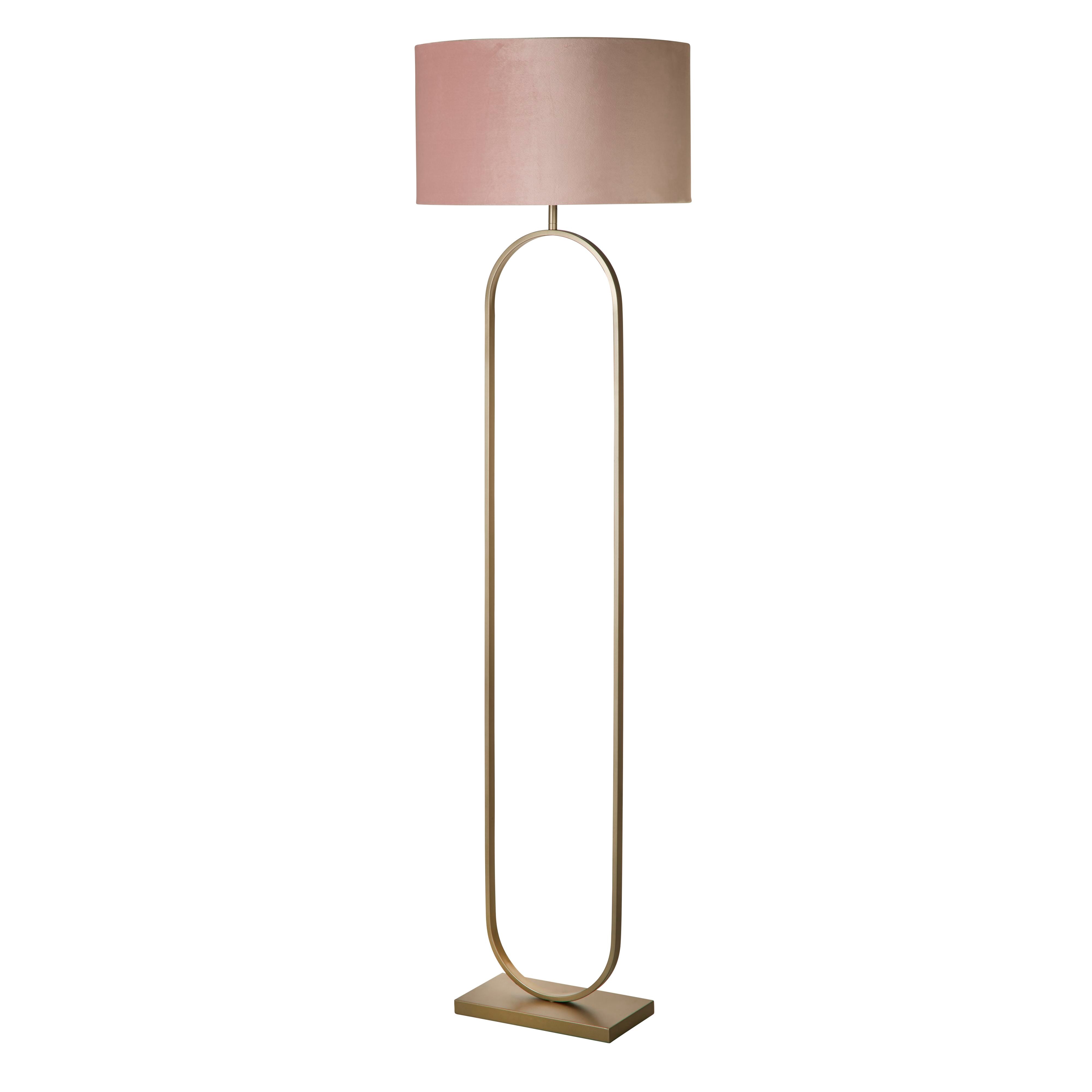 Searchlight Modish floor lamp in bronze with a pink velvet shade - view 2