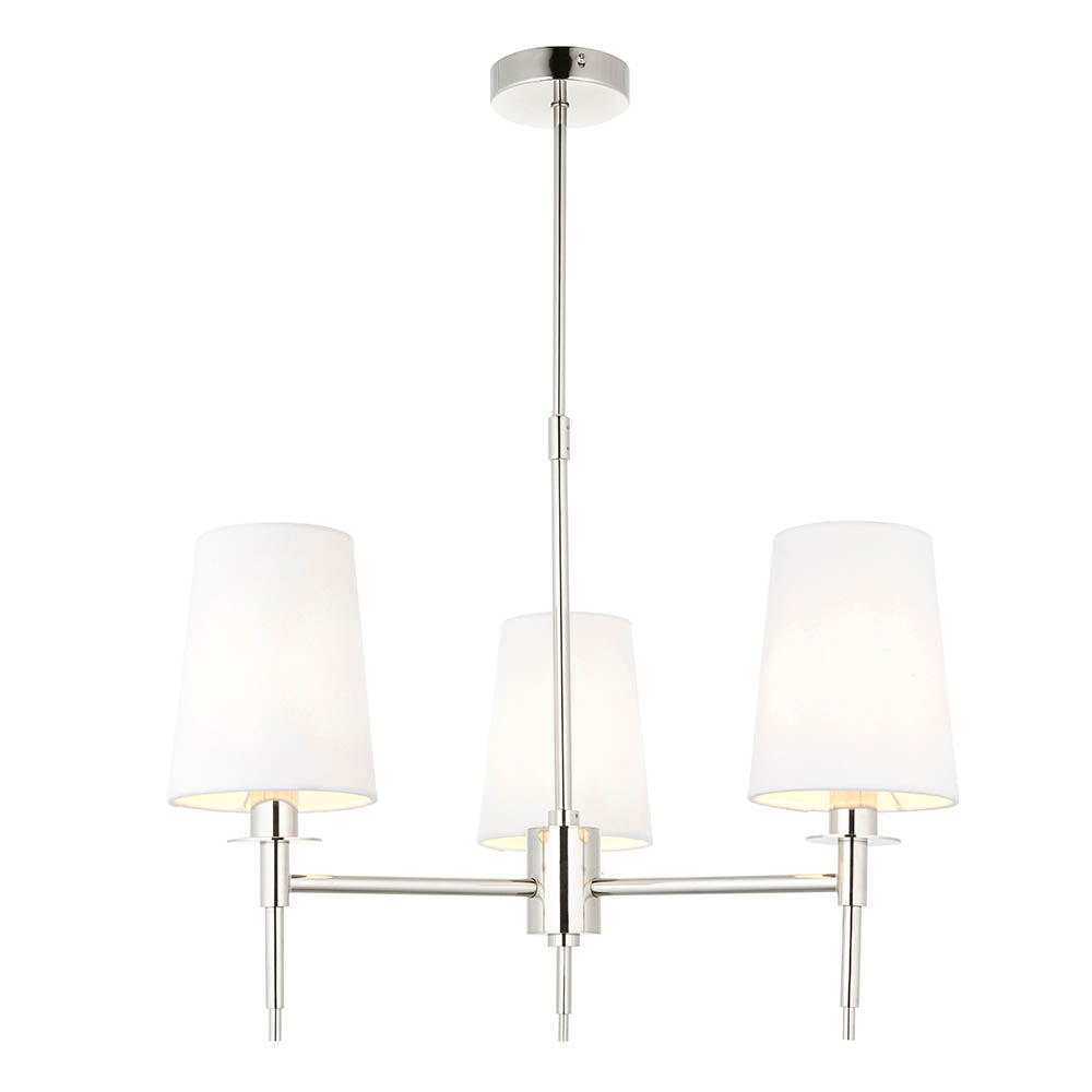 Utopia Eton 3 Light Multi Arm Pendant - Bright Nickel & Tapered Shades