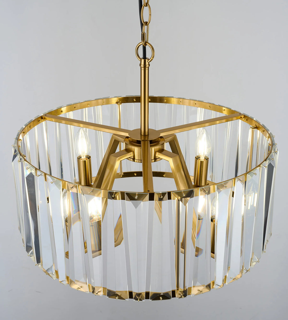 Fabula Barton Crystal Hoop Chandelier – Brass & Clear