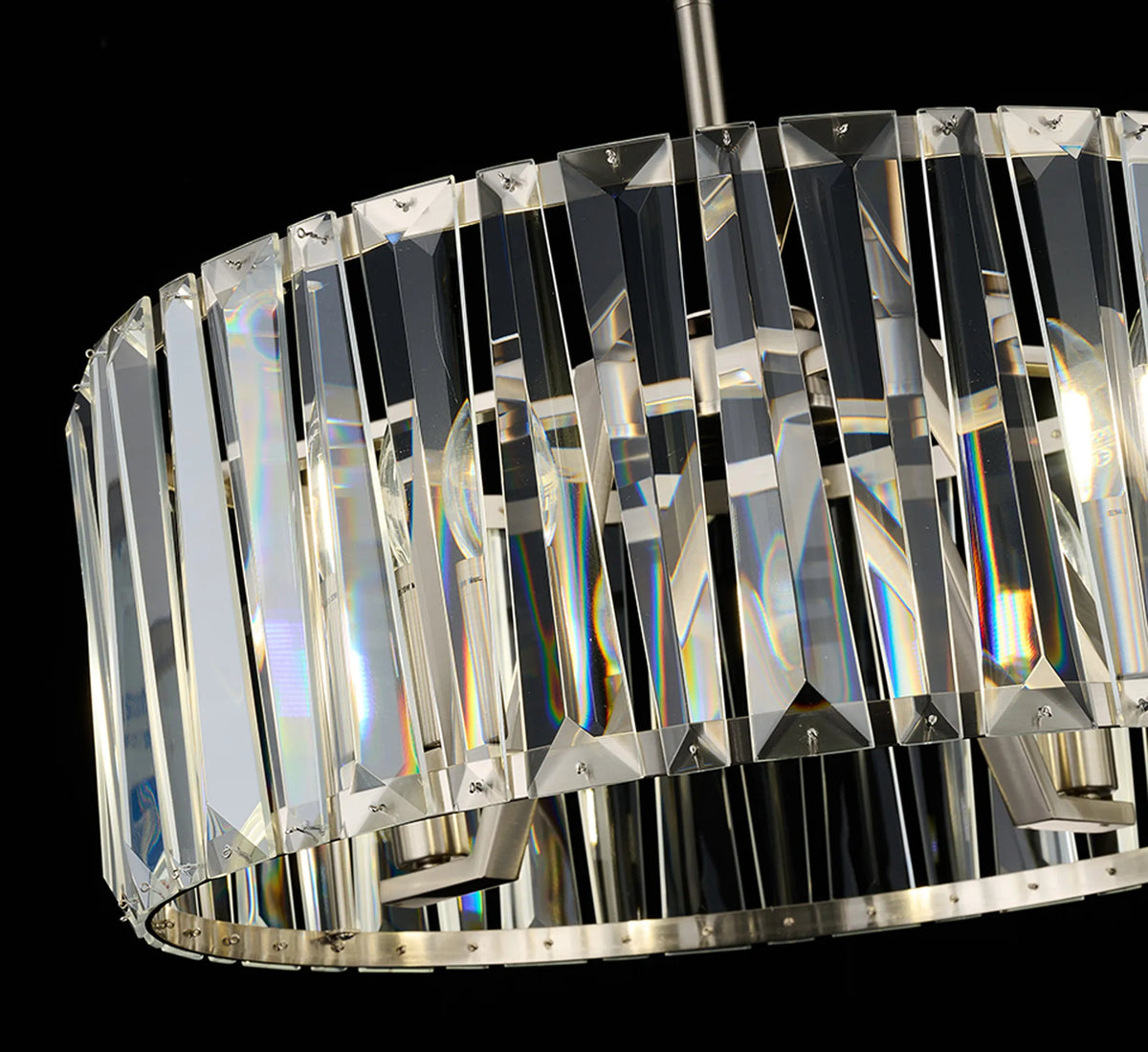 Fabula Barton Crystal Hoop Chandelier – Satin Nickel & Clear