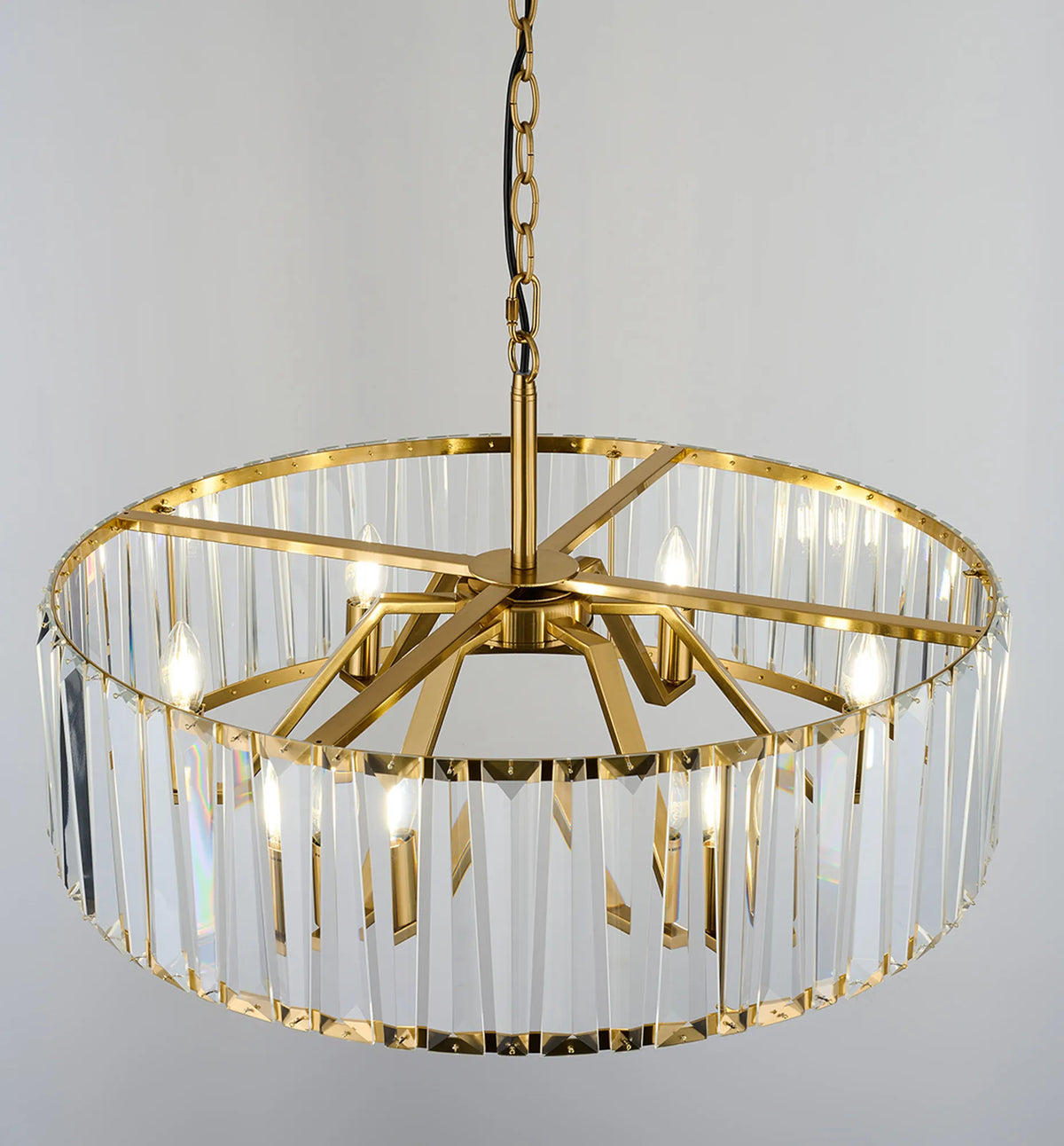 Fabula Barton Crystal Hoop Chandelier – Brass & Clear