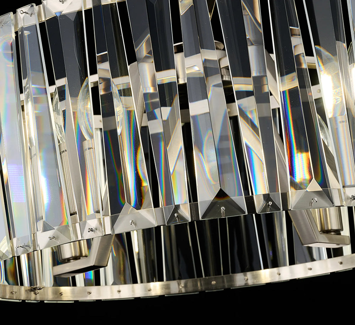 Fabula Barton Crystal Hoop Chandelier – Satin Nickel & Clear