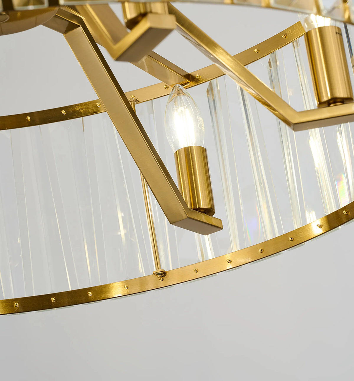 Fabula Barton Crystal Hoop Chandelier – Brass & Clear
