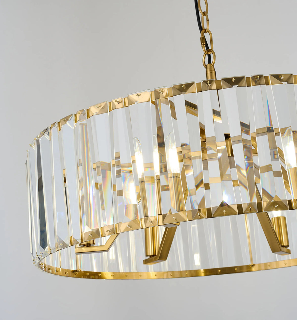 Fabula Barton Crystal Hoop Chandelier – Brass & Clear
