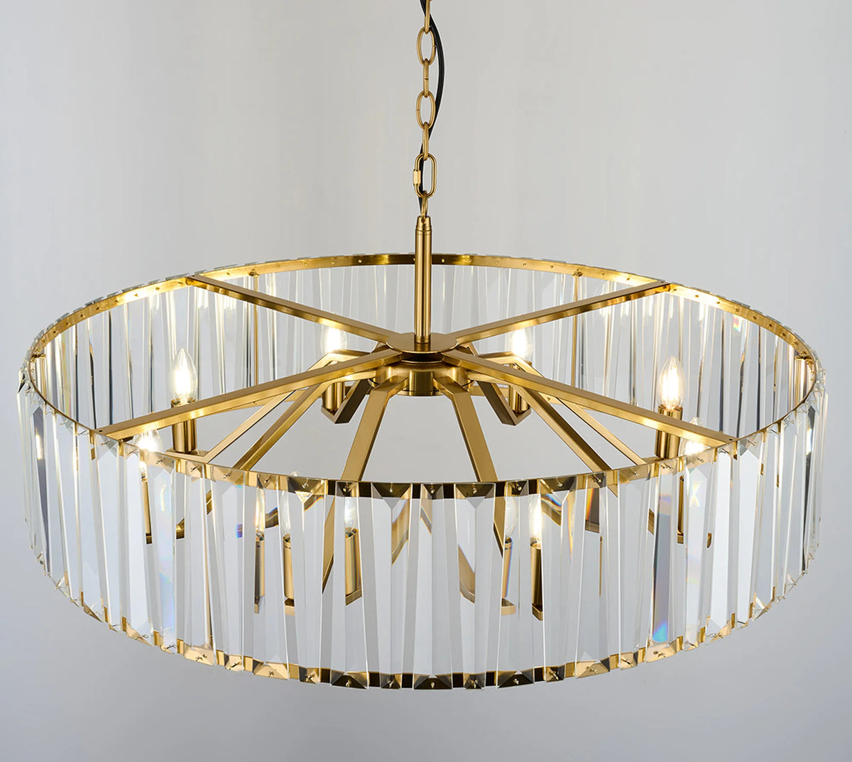 Fabula Barton Crystal Hoop Chandelier – Brass & Clear