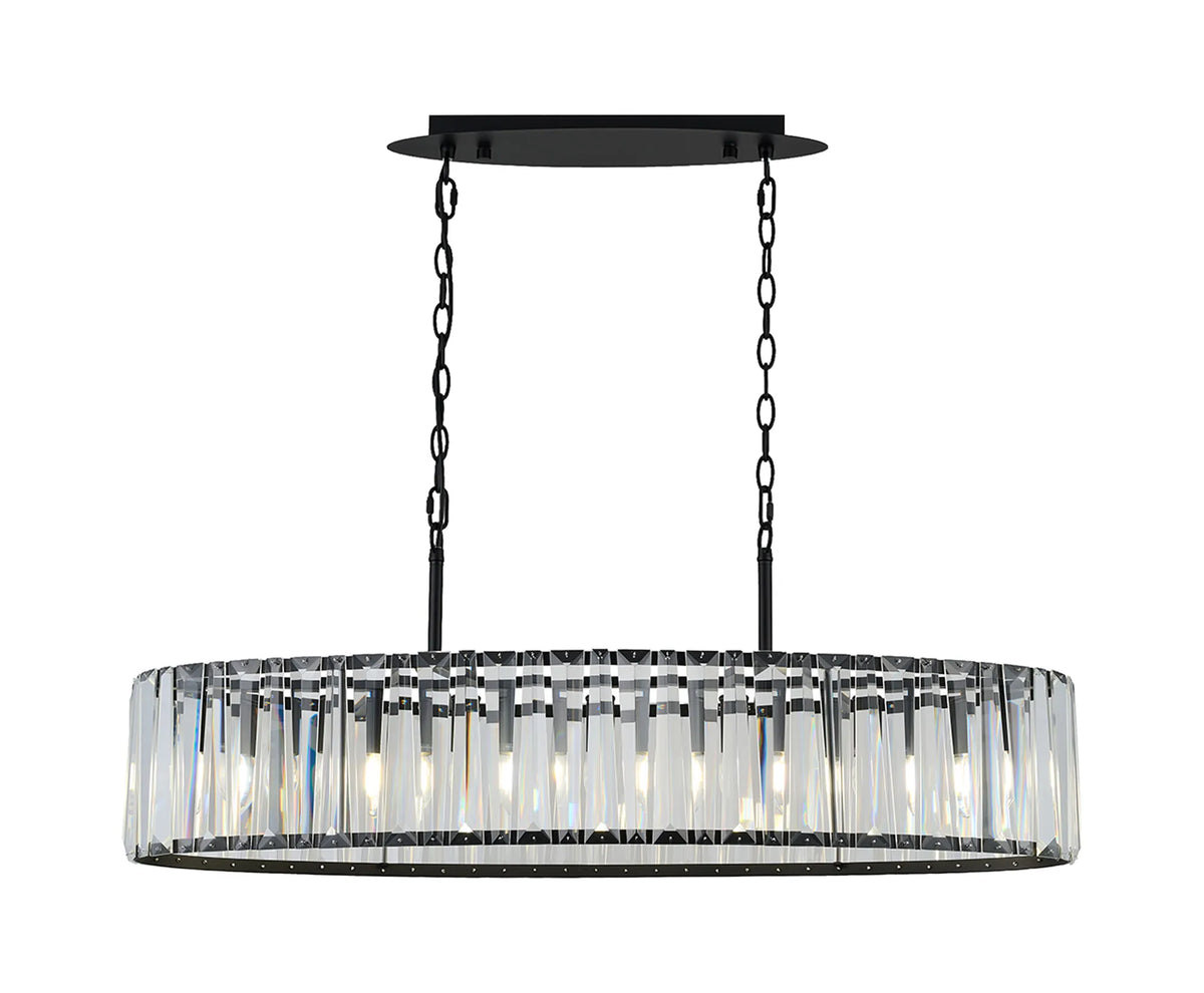 Fabula Barton Crystal Linear Chandelier – 103 cm – Satin Black & Clear 103 cm
