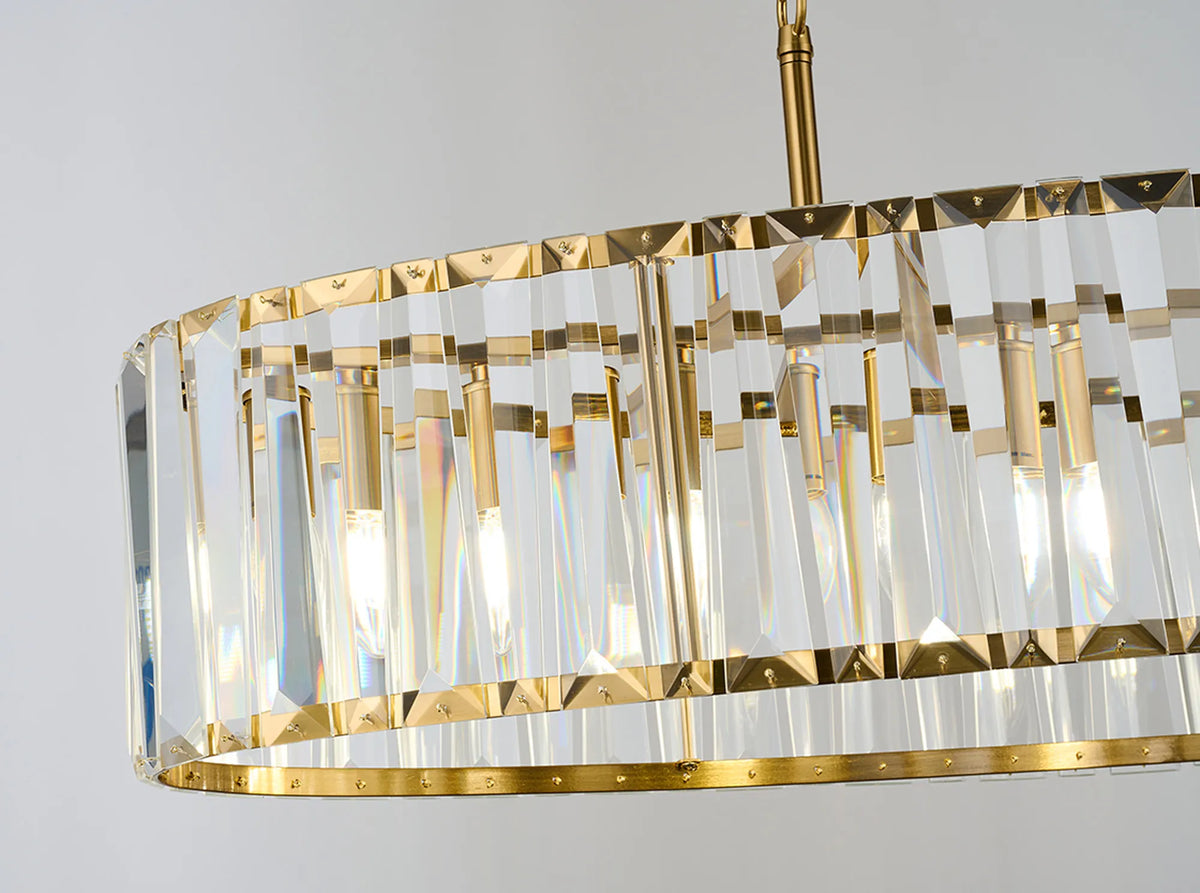 Fabula Barton Crystal Linear Chandelier – 103 cm – Brass & Clear