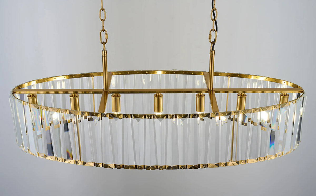 Fabula Barton Crystal Linear Chandelier – 103 cm – Brass & Clear