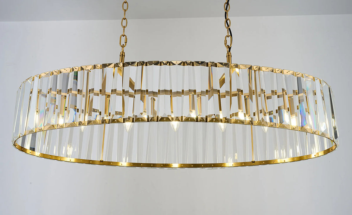 Fabula Barton Crystal Linear Chandelier – 103 cm – Brass & Clear