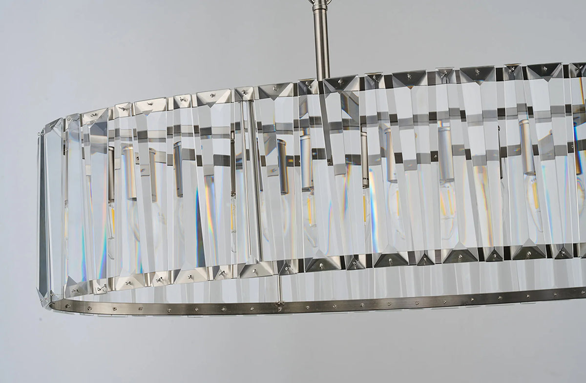 Fabula Barton Crystal Linear Chandelier – 103 cm – Satin Nickel & Clear