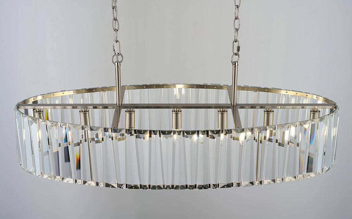Fabula Barton Crystal Linear Chandelier – 103 cm – Satin Nickel & Clear