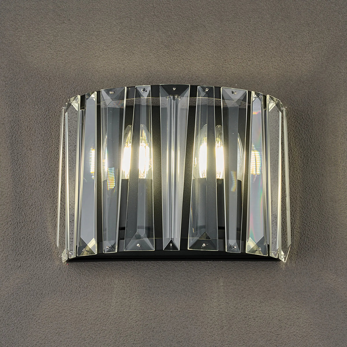 Fabula Barton Crystal Wall Light – 30 cm – Satin Black & Clear
