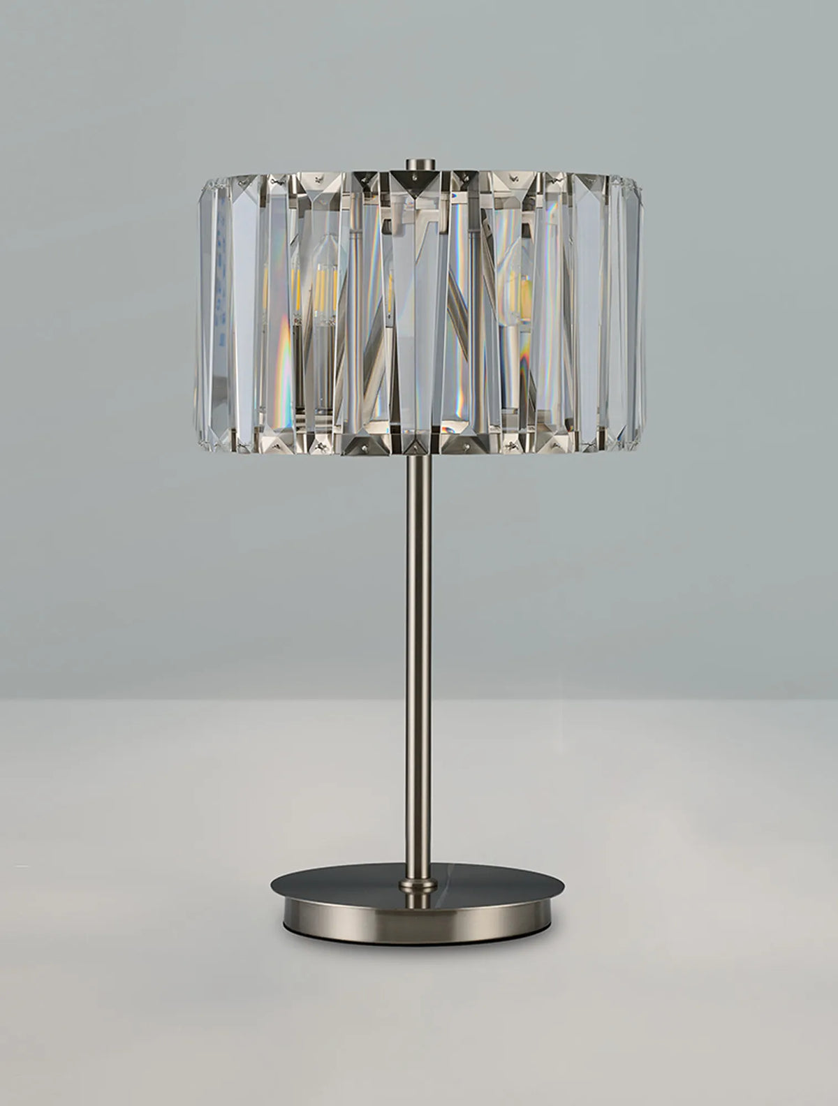 Fabula Barton Crystal Table Lamp – 34 cm – Satin Nickel & Clear