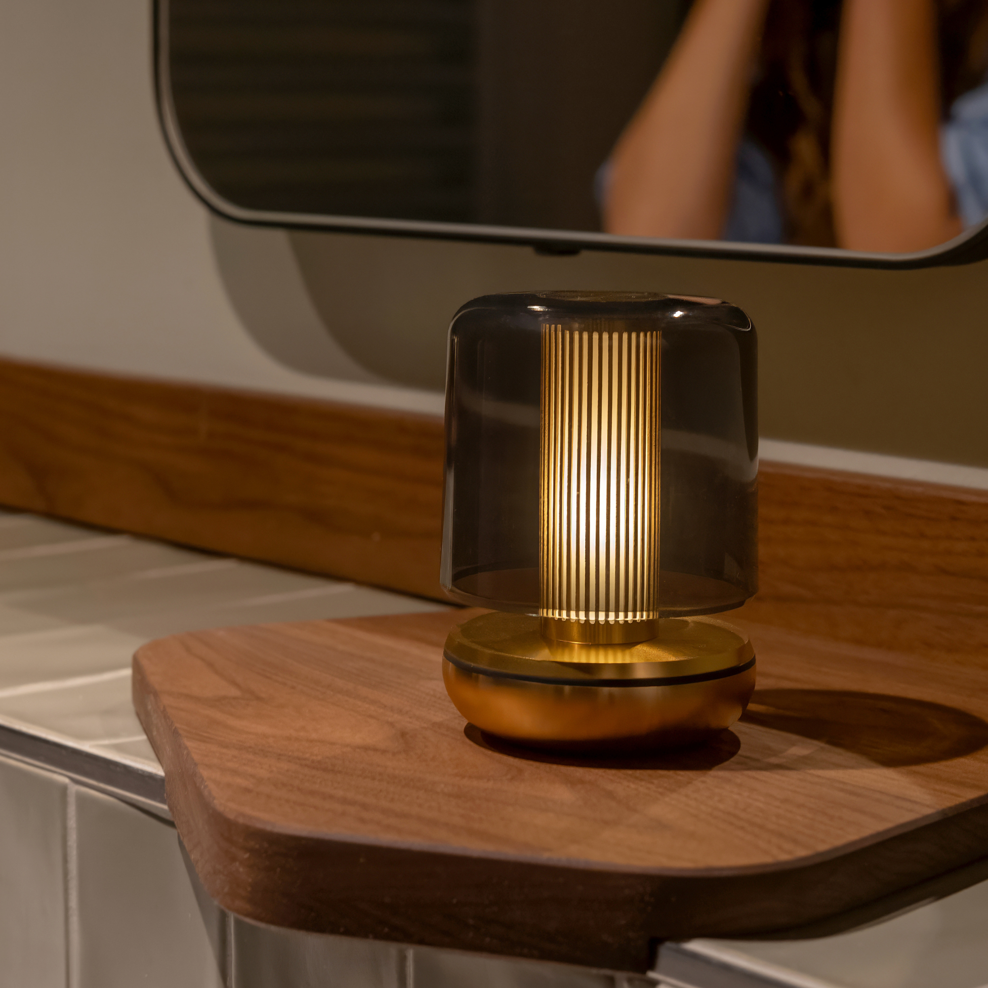 Humble Firefly Table Lamp - Gold & Smoked Shade