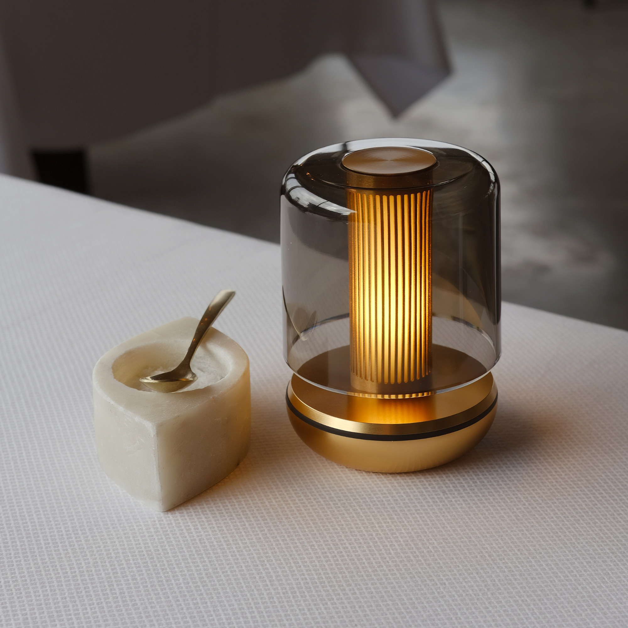 Humble Firefly Table Lamp - Gold & Smoked Shade