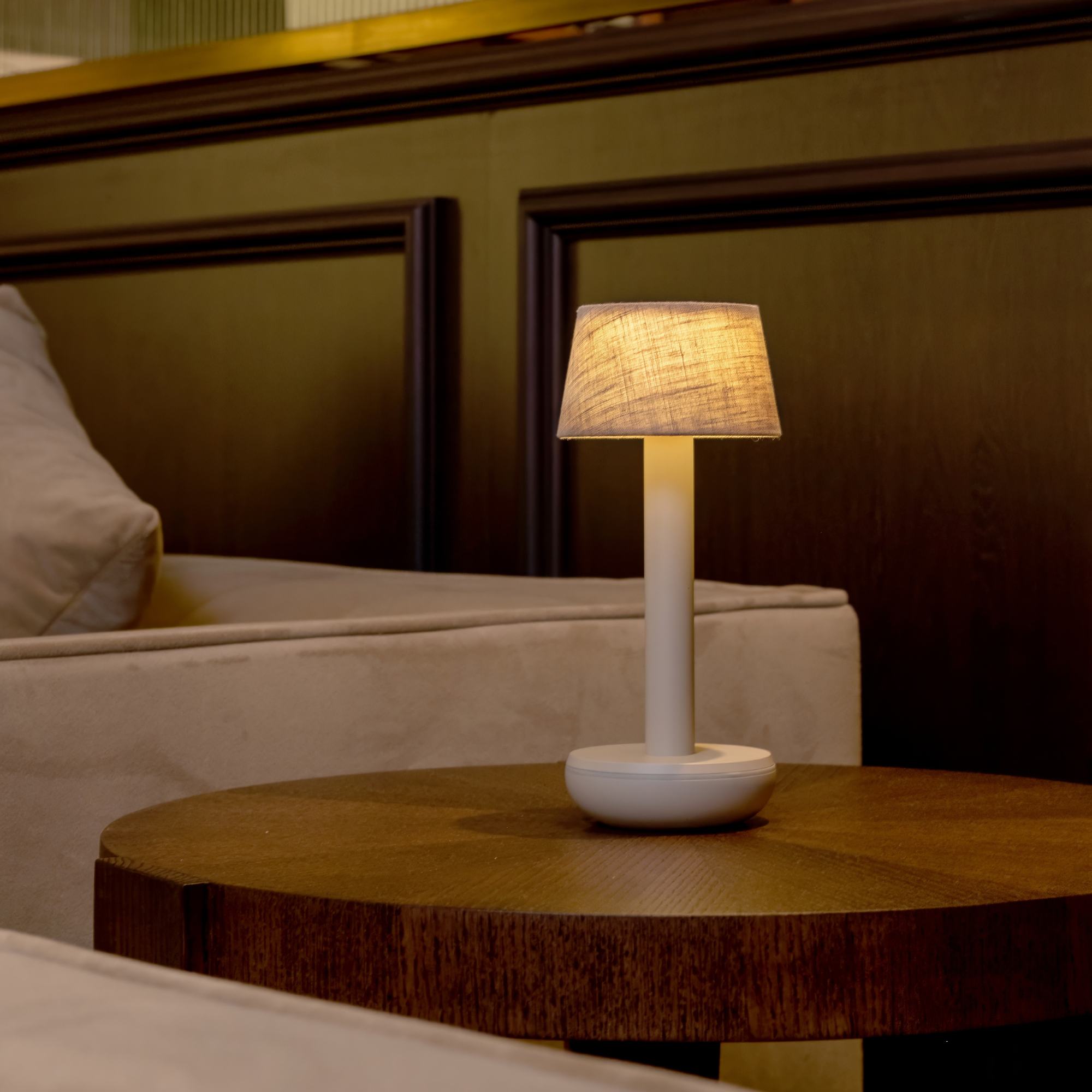 Humble Two Table Light - Beige & Beige Linen Shade