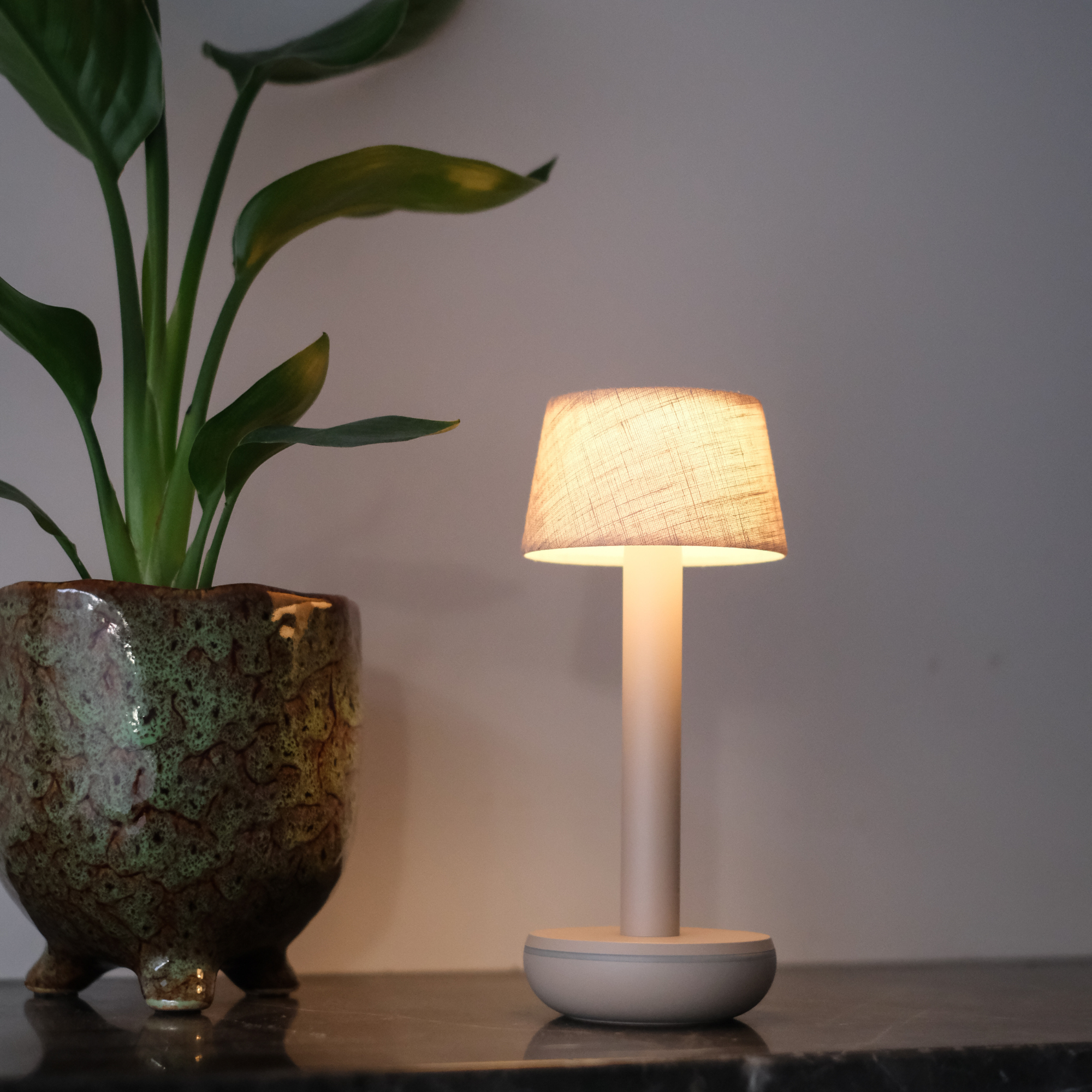 Humble Two Table Light - Beige & Beige Linen Shade