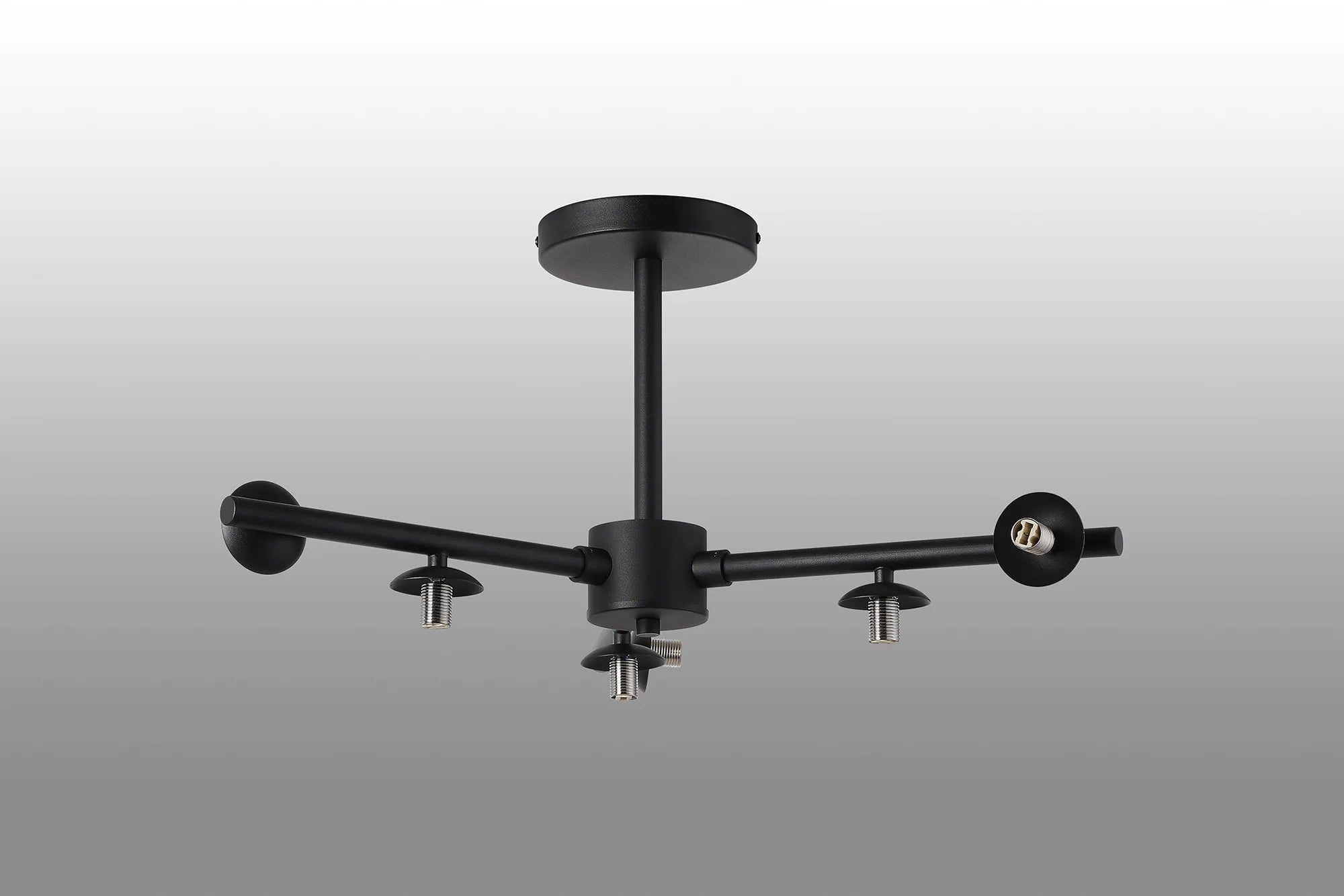 Deacon Semi-Flush 3 Arm Ceiling Light - (Frame Only) 6 Light - Satin Black