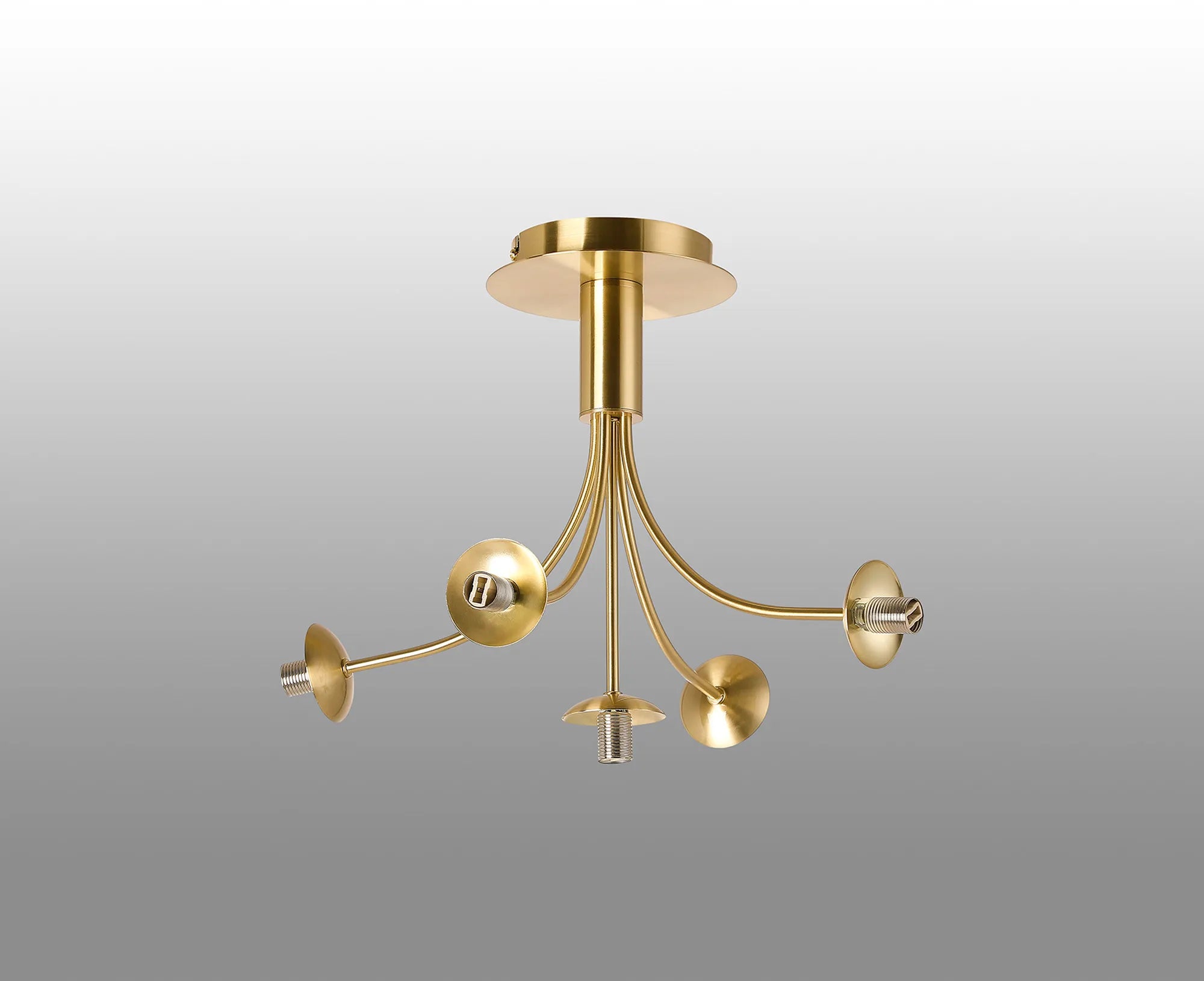 Deacon Semi-Flush Curved Arm Ceiling Light - (Frame Only) 5 Light - Satin Gold
