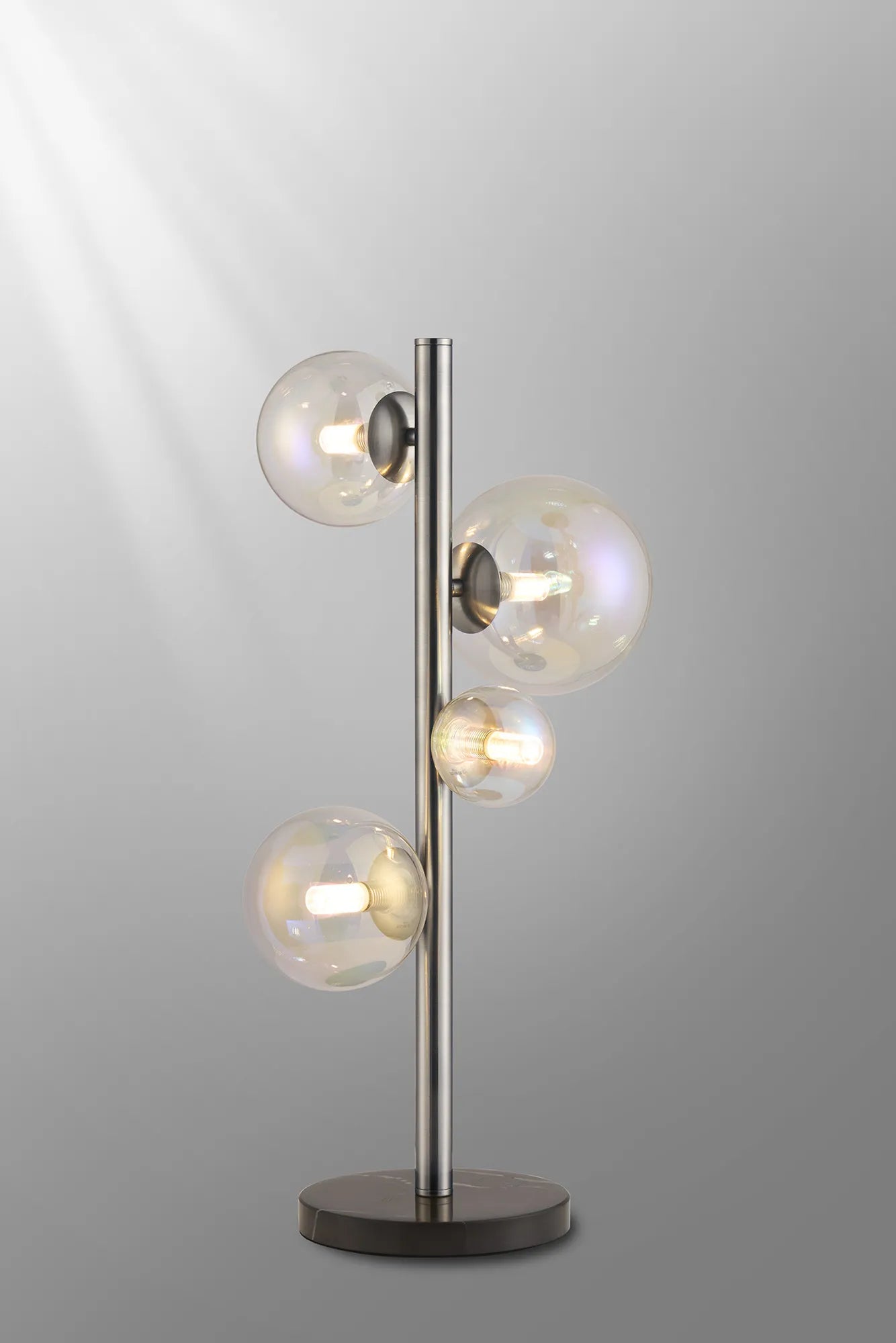 Deacon Table Lamp 4 Light - Satin Nickel Iridescent Plated Glass