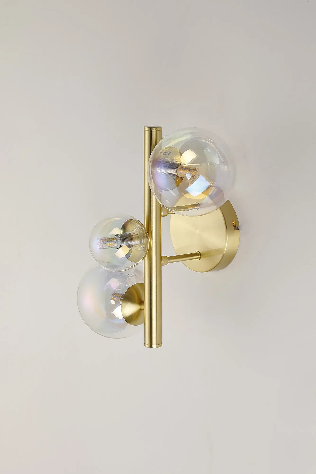 Deacon Wall Lamp 3 Light - Satin Gold Iridescent Plated Glass