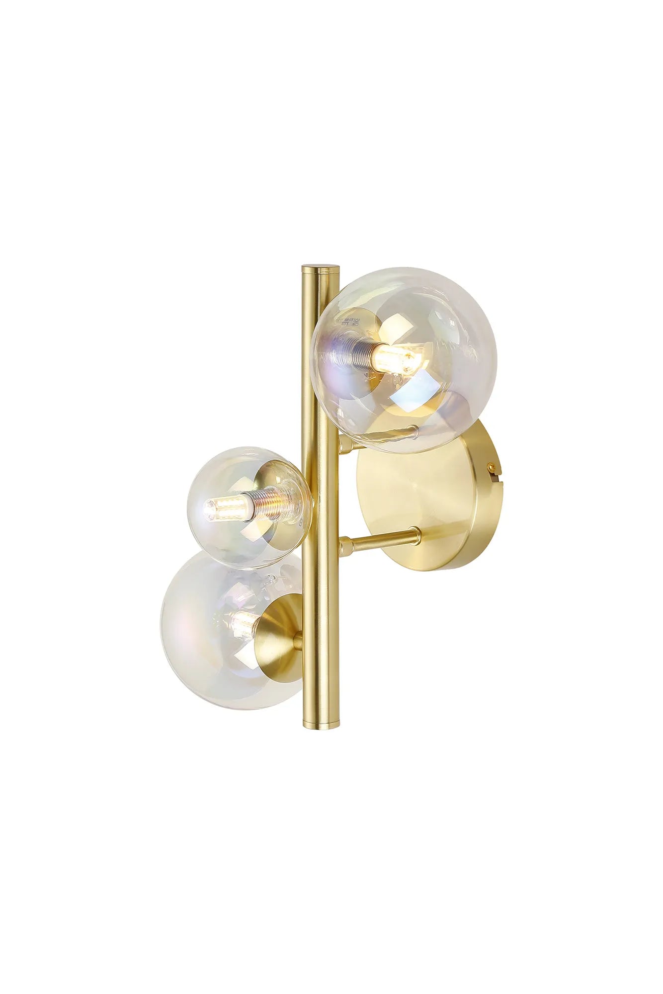 Deacon Wall Lamp 3 Light - Satin Gold Iridescent Plated Glass
