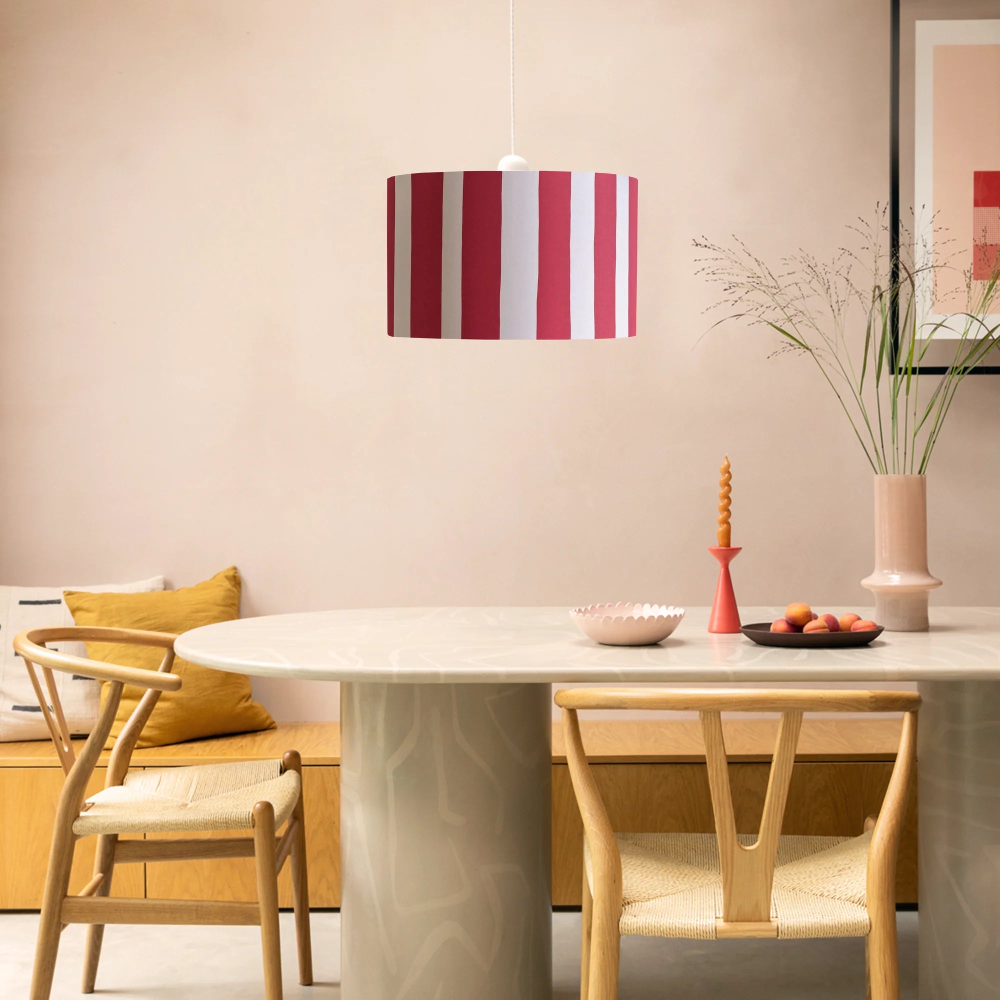 houseof. Small Stripe Print Shade - Jam Red & White